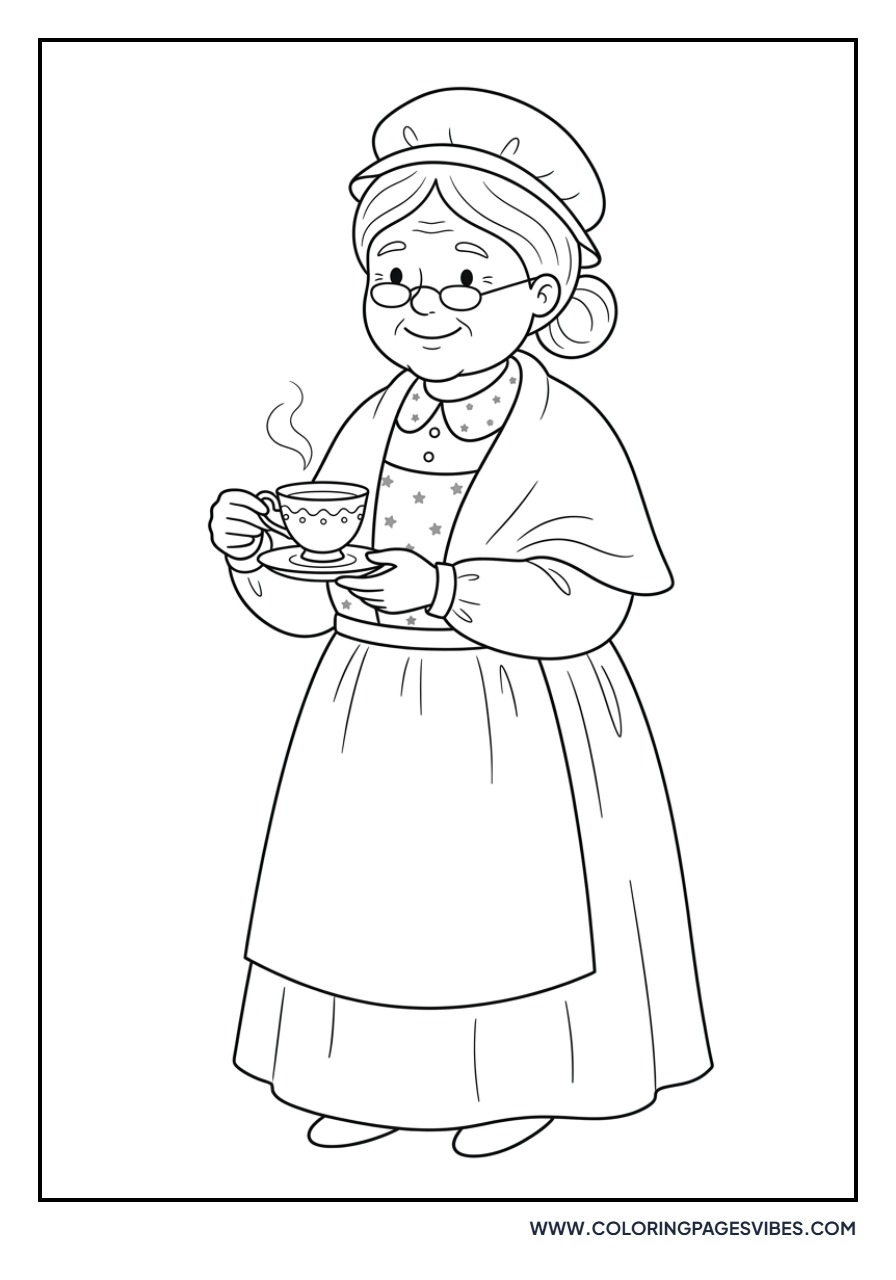 Mrs. Claus with a Teacup