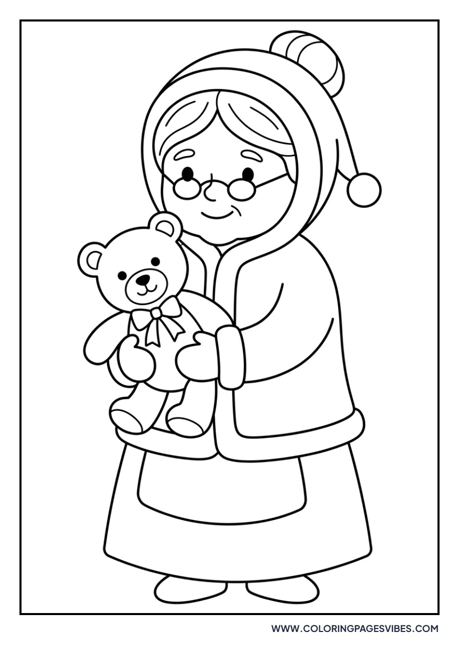 Mrs. Claus with a Teddy Bear