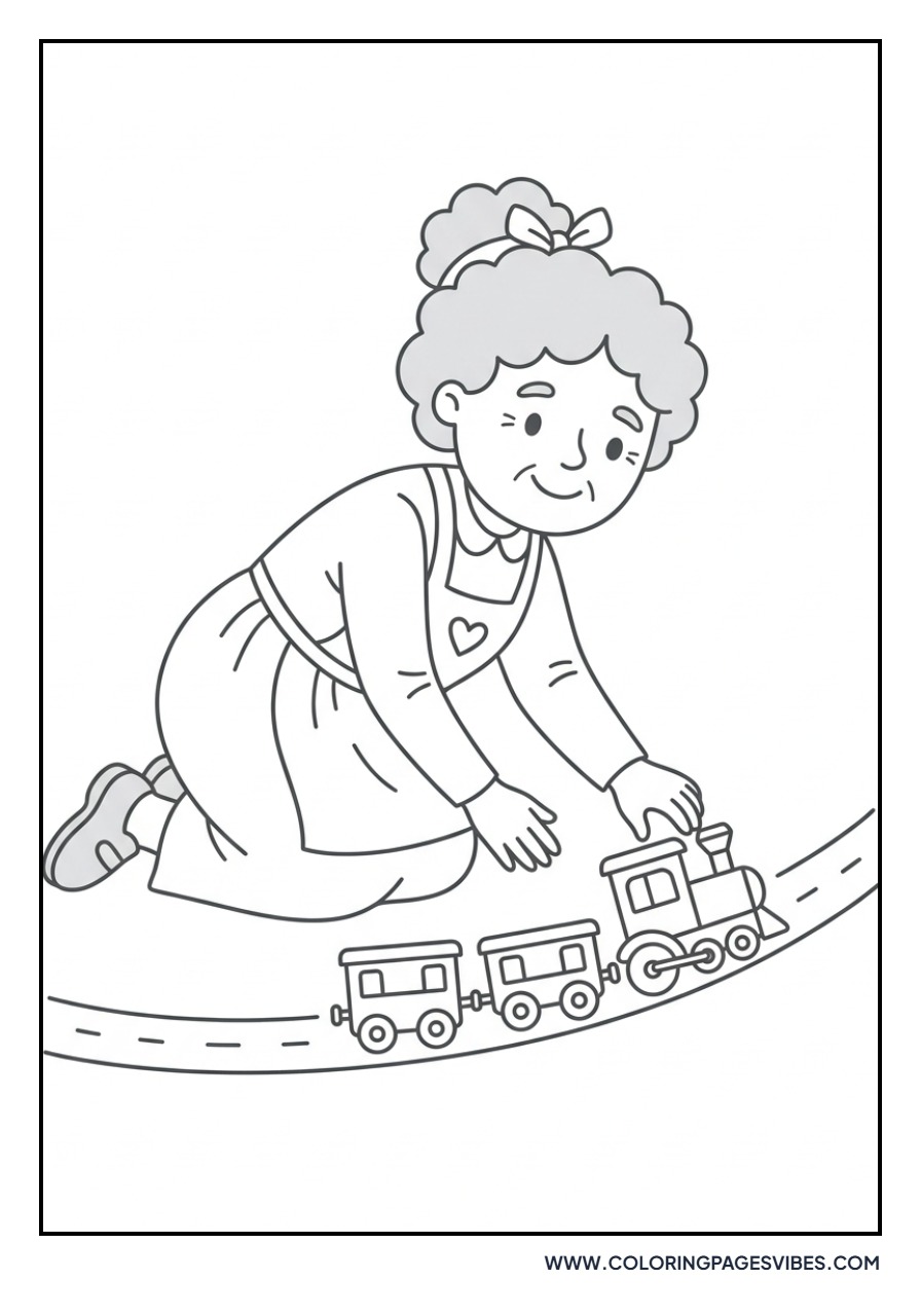 Mrs. Claus with a Toy Train