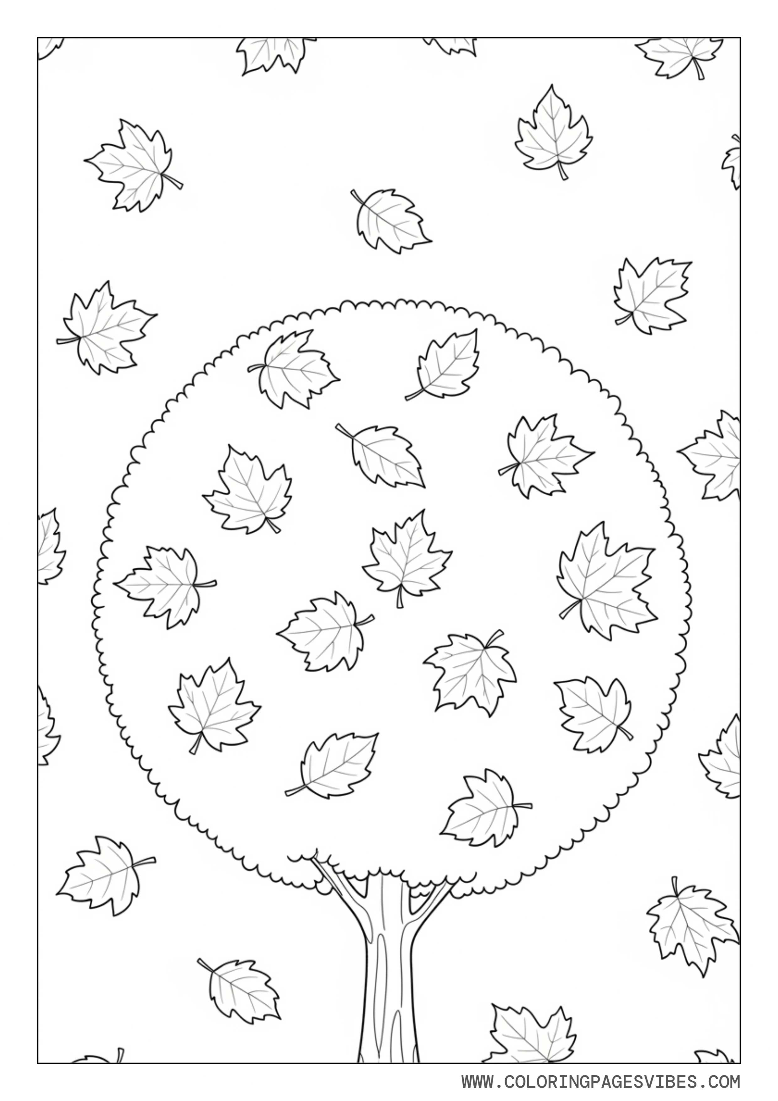 Autumn Tree With Falling Leaves