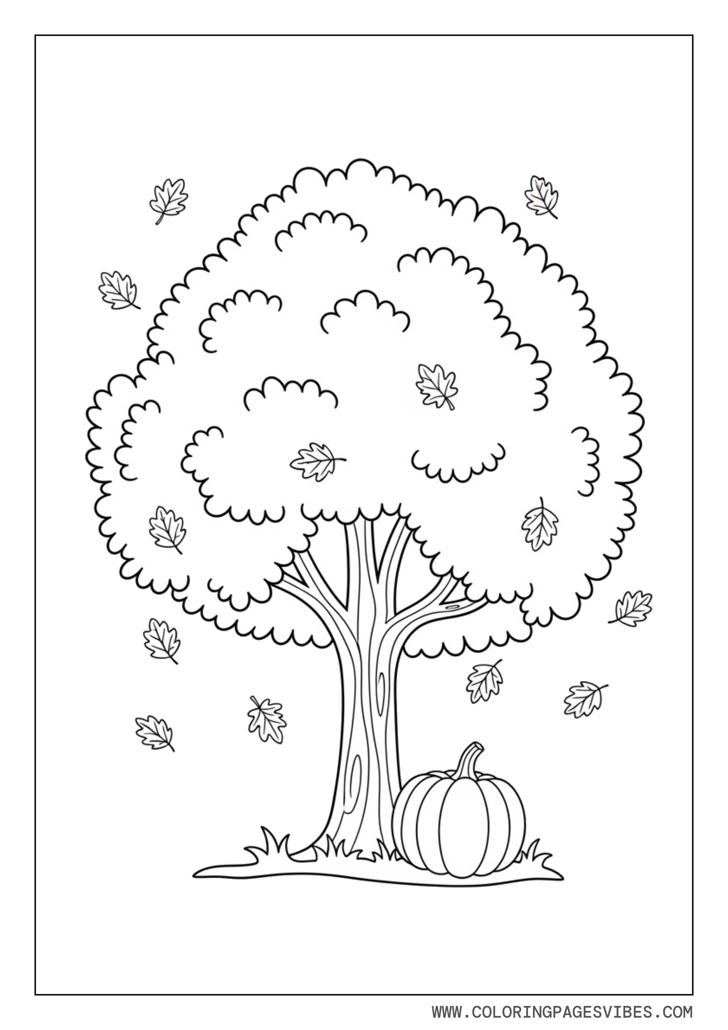 Autumn Tree With Pumpkin