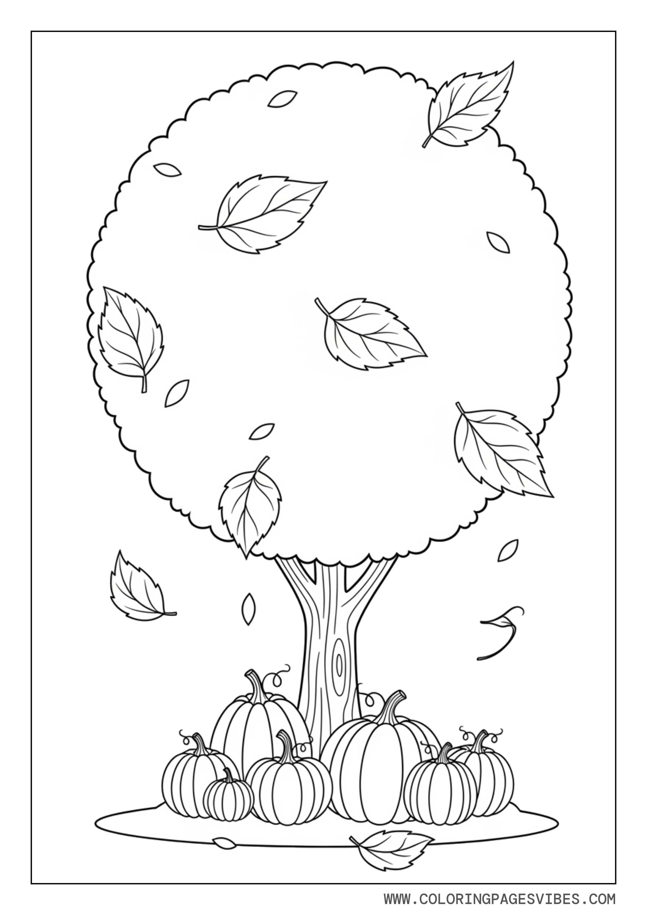 Autumn Tree With Pumpkins