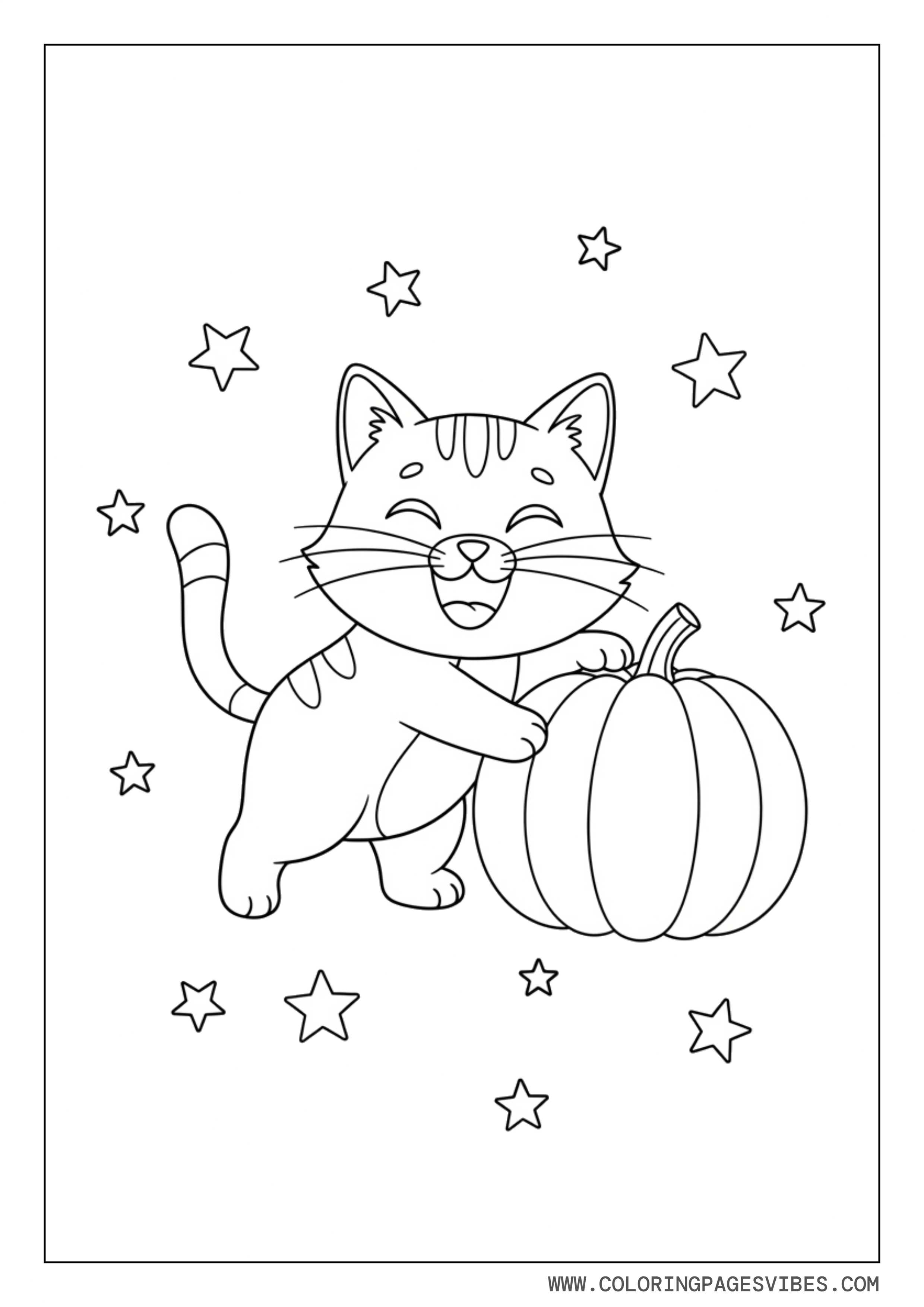 Cat Playing With Pumpkin