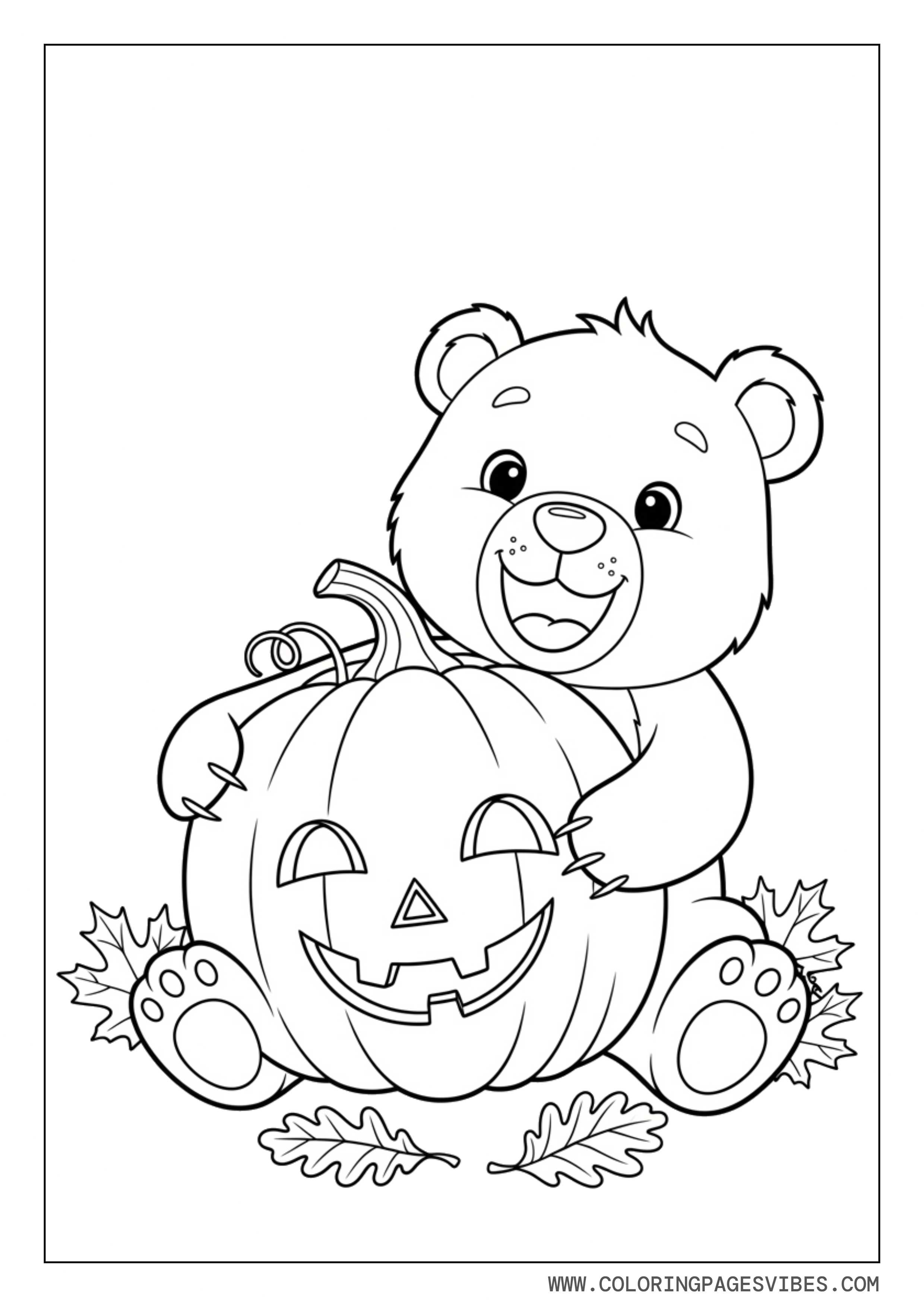 Cute Bear With Pumpkin