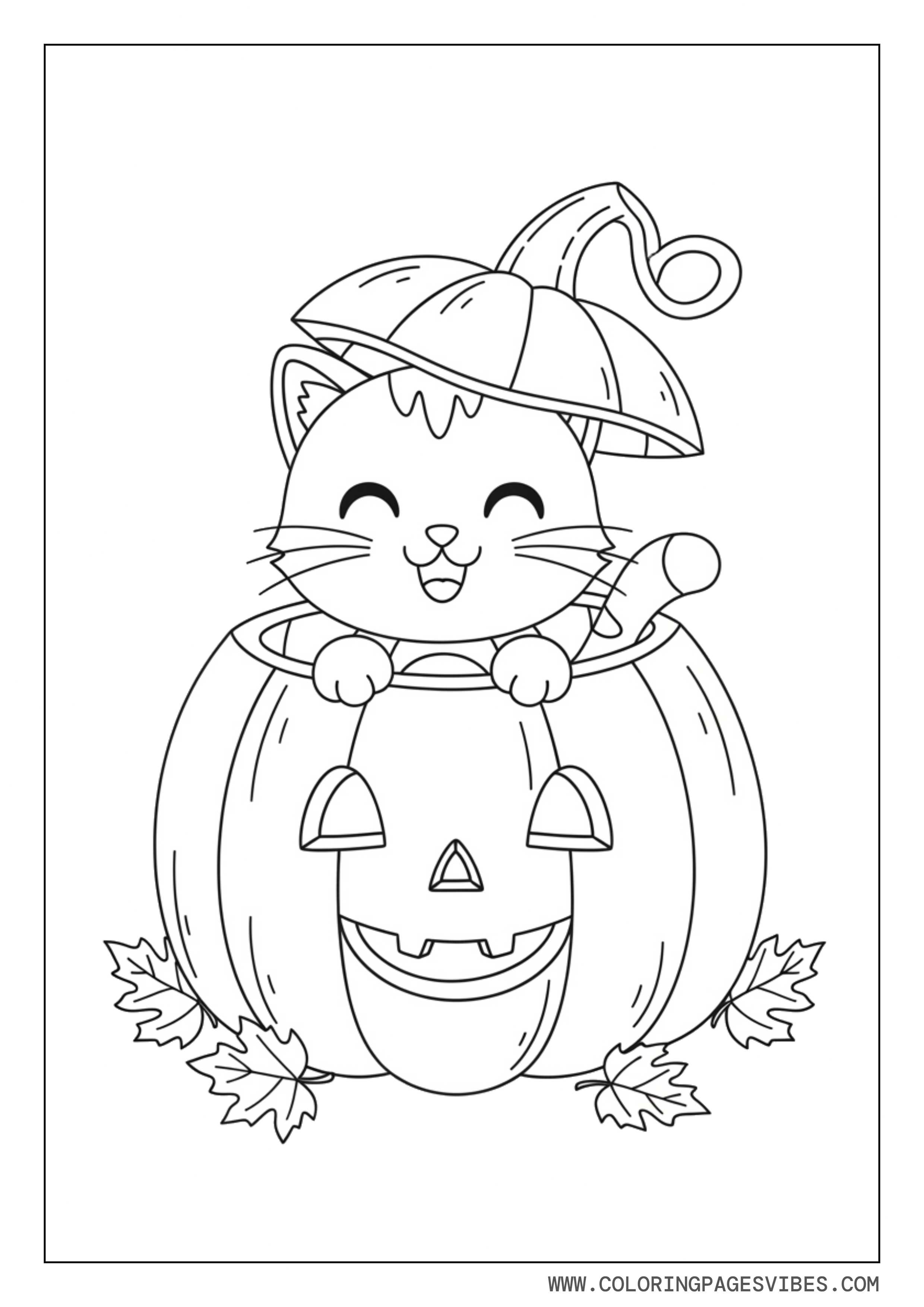 Cute Cat Sitting in Pumpkin