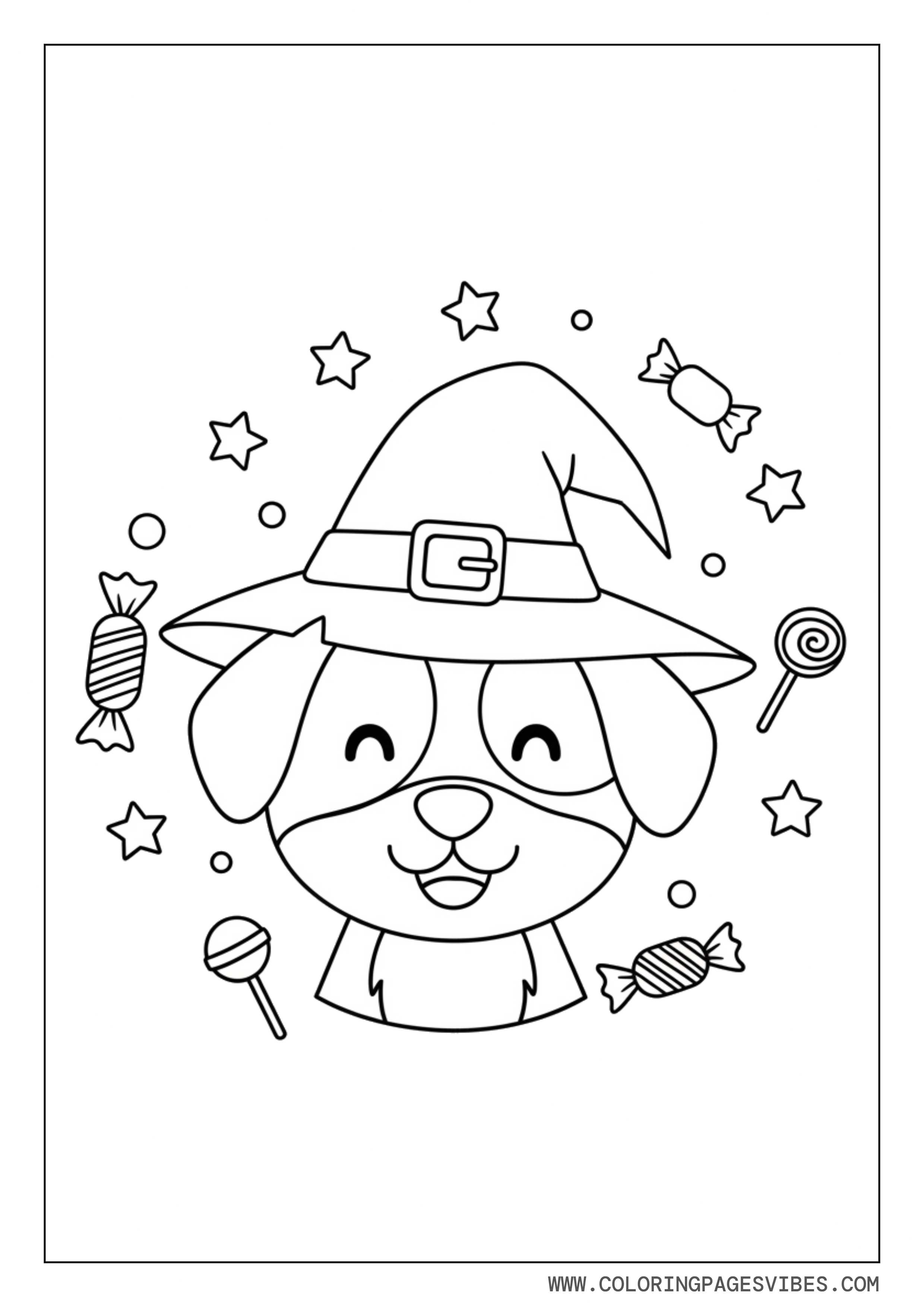 Cute Dog in Witch Hat