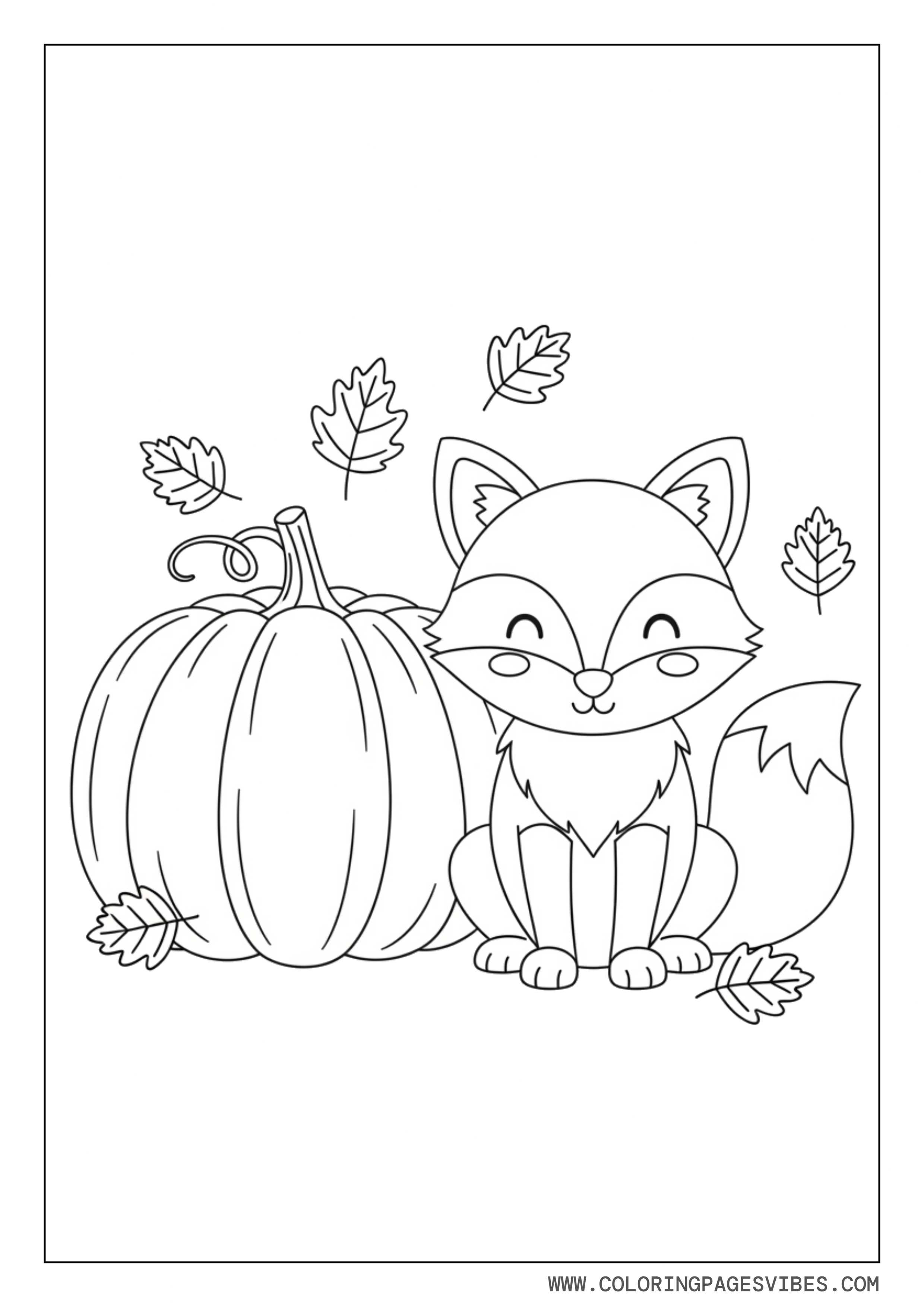 Cute Fox With Pumpkin