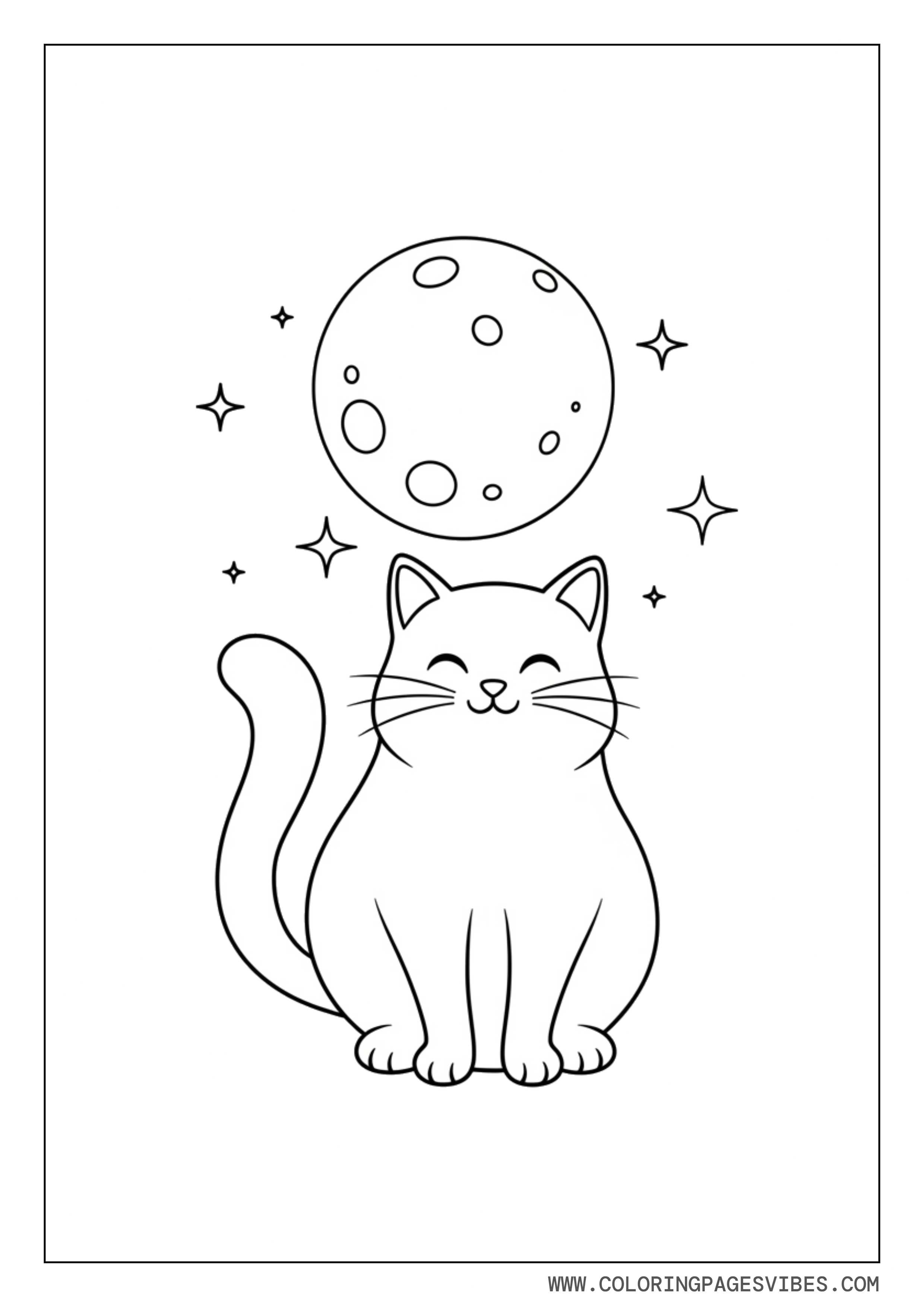 Cute Halloween Cat With Moon