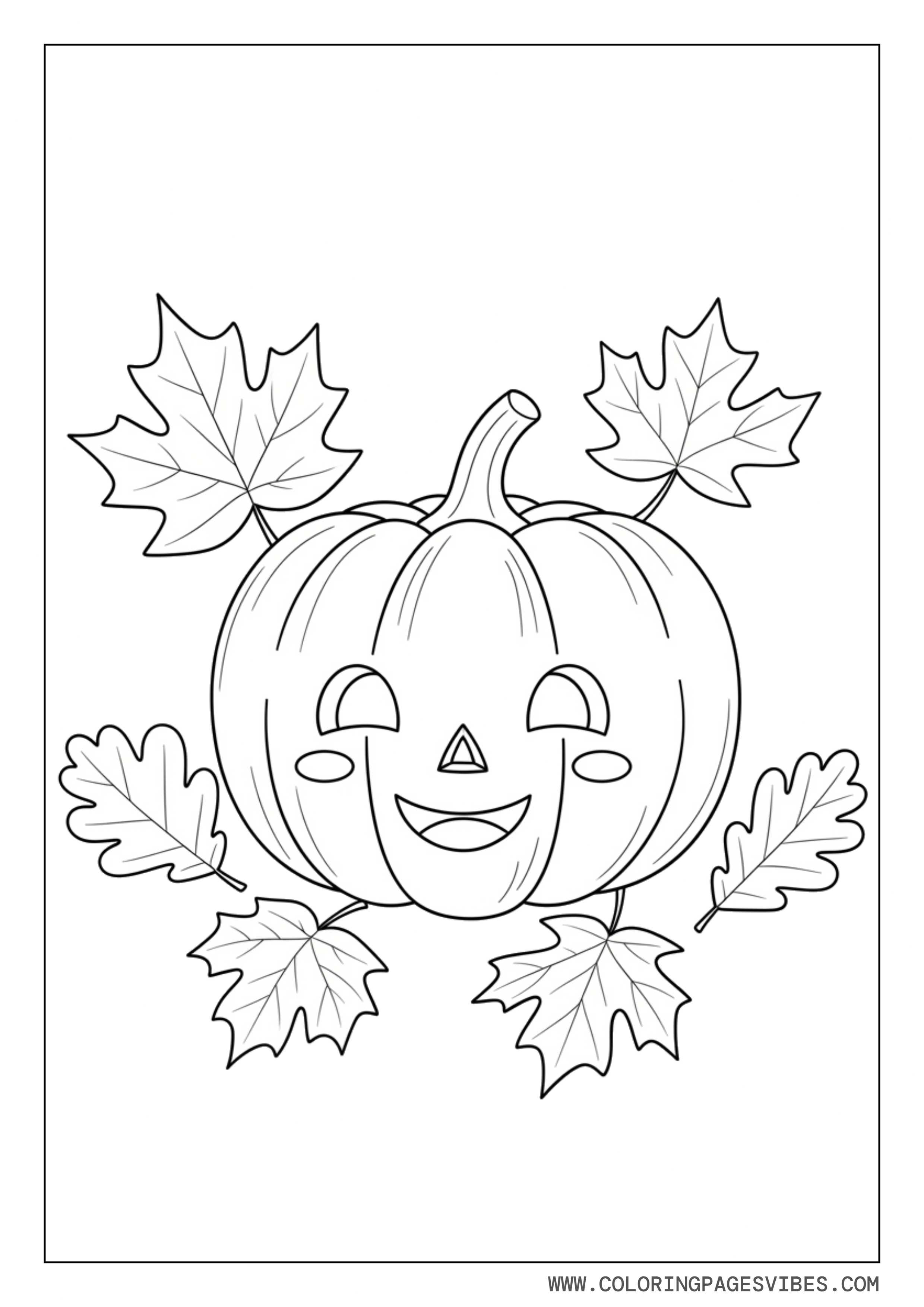 Cute Pumpkin With Falling Leaves
