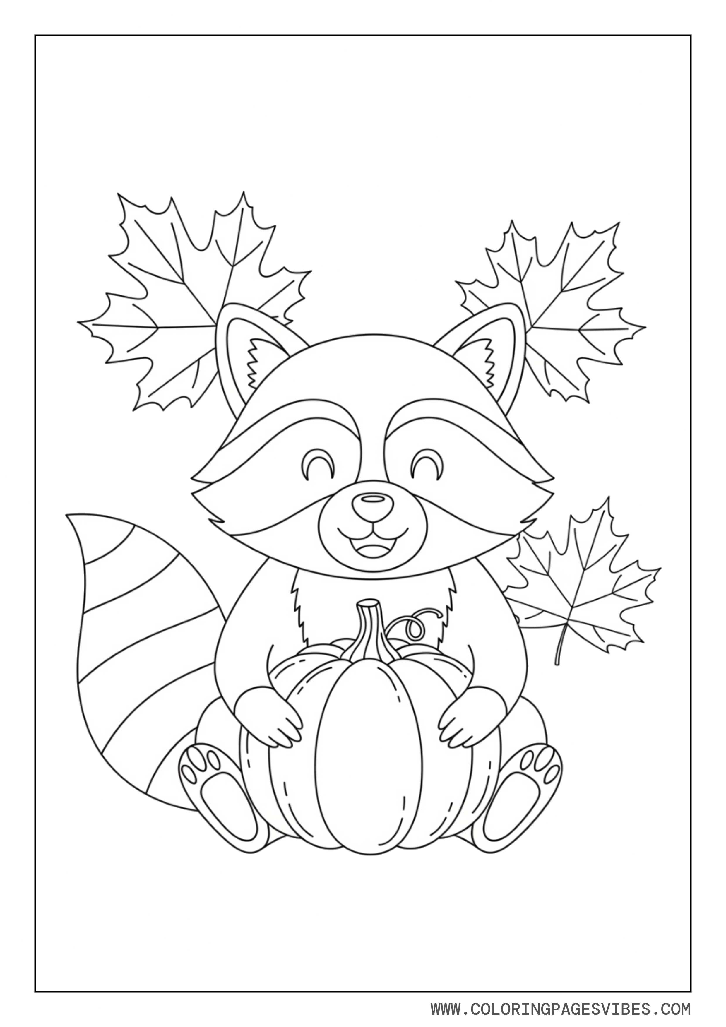 Cute Raccoon With Pumpkin