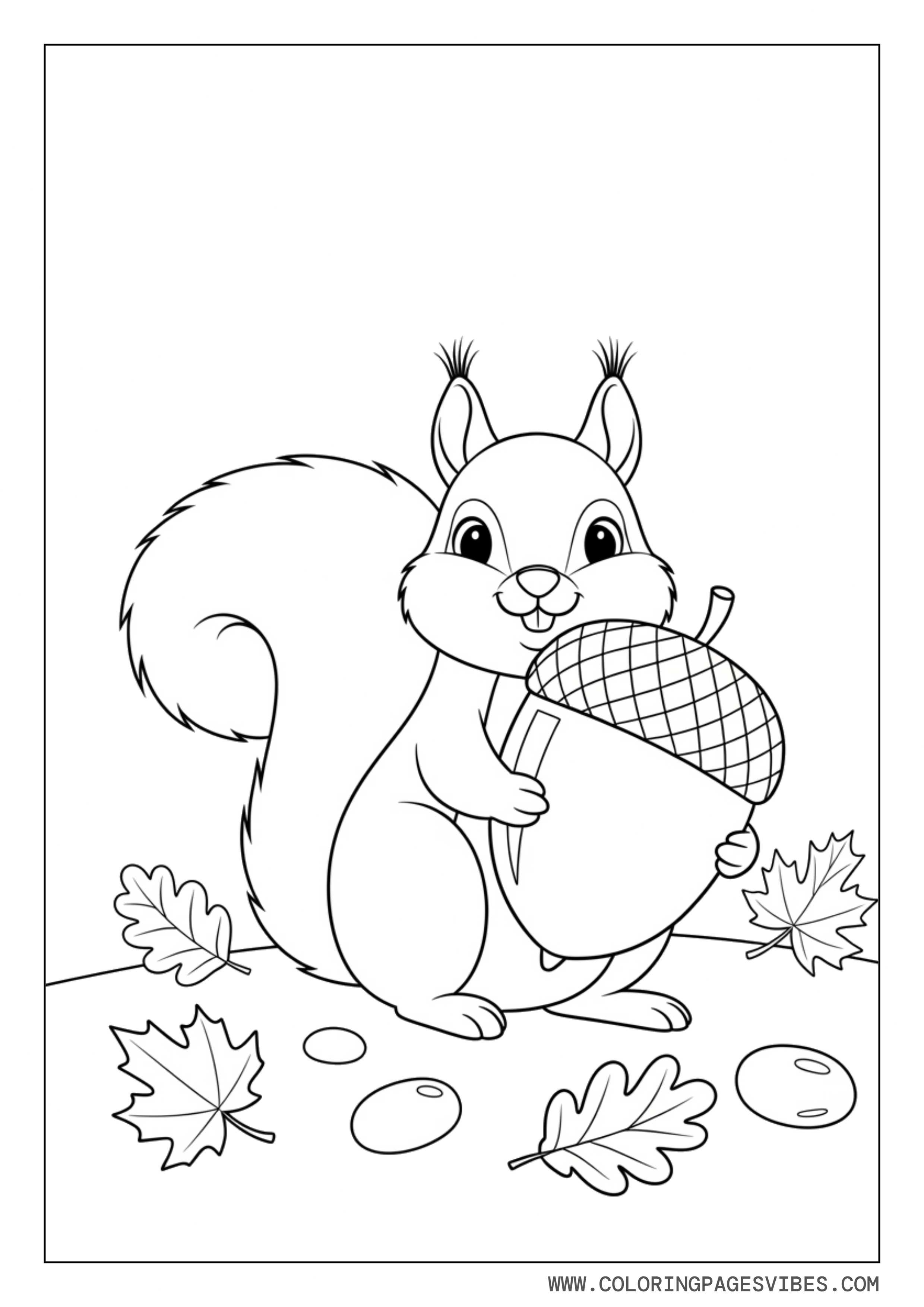 Cute Squirrel With Acorn