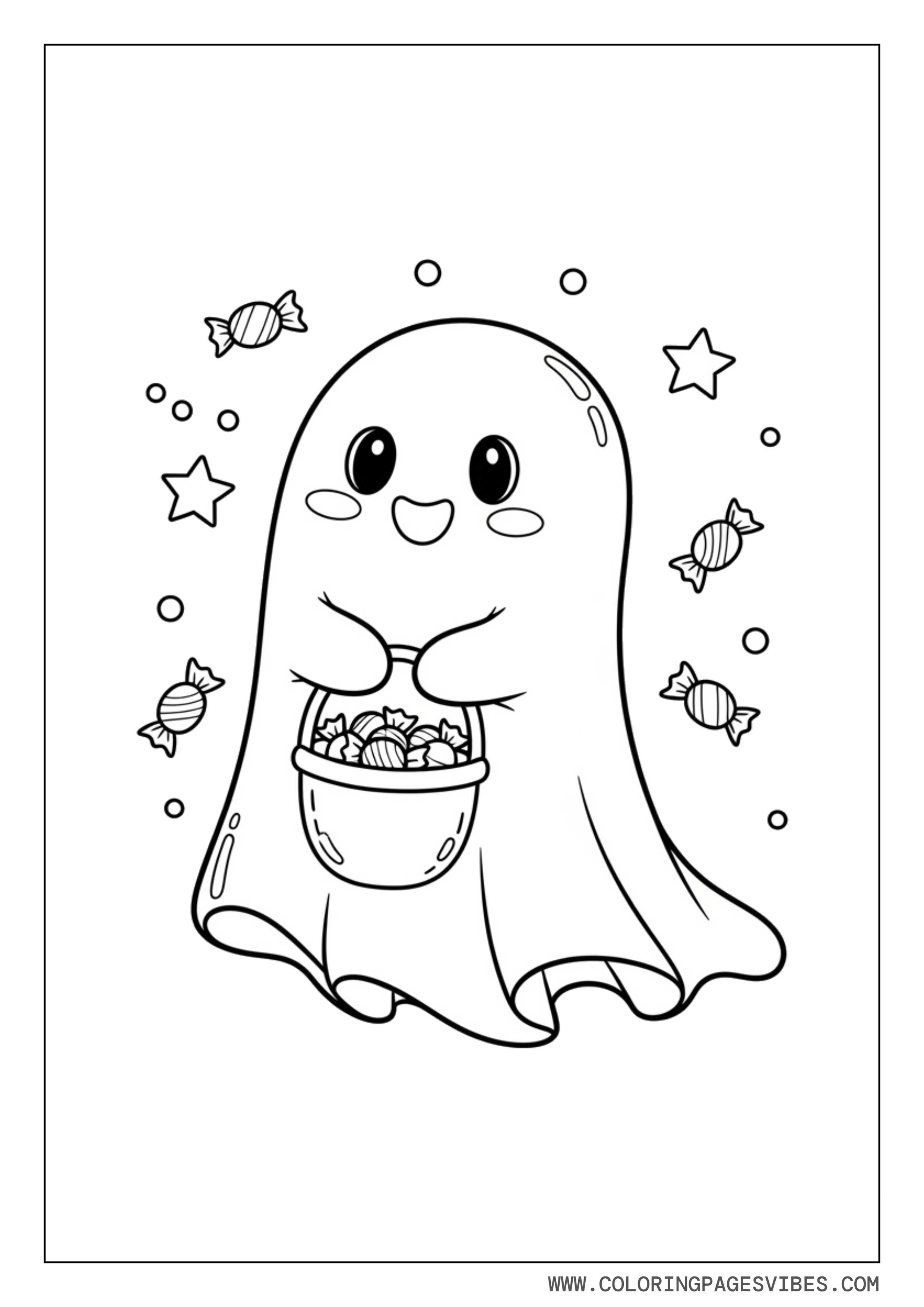 Ghost Holding Candy Basket