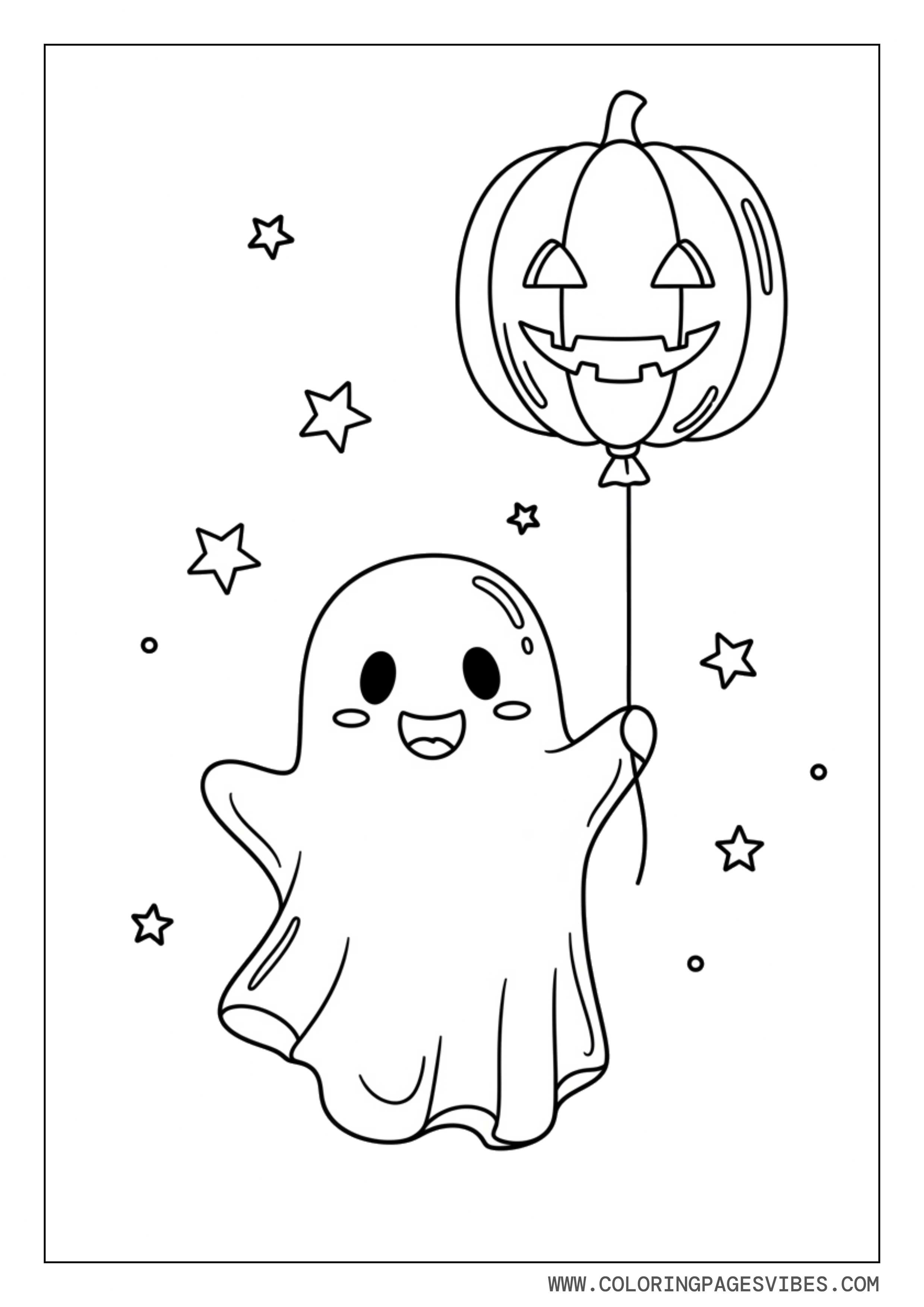 Ghost With Pumpkin Balloon