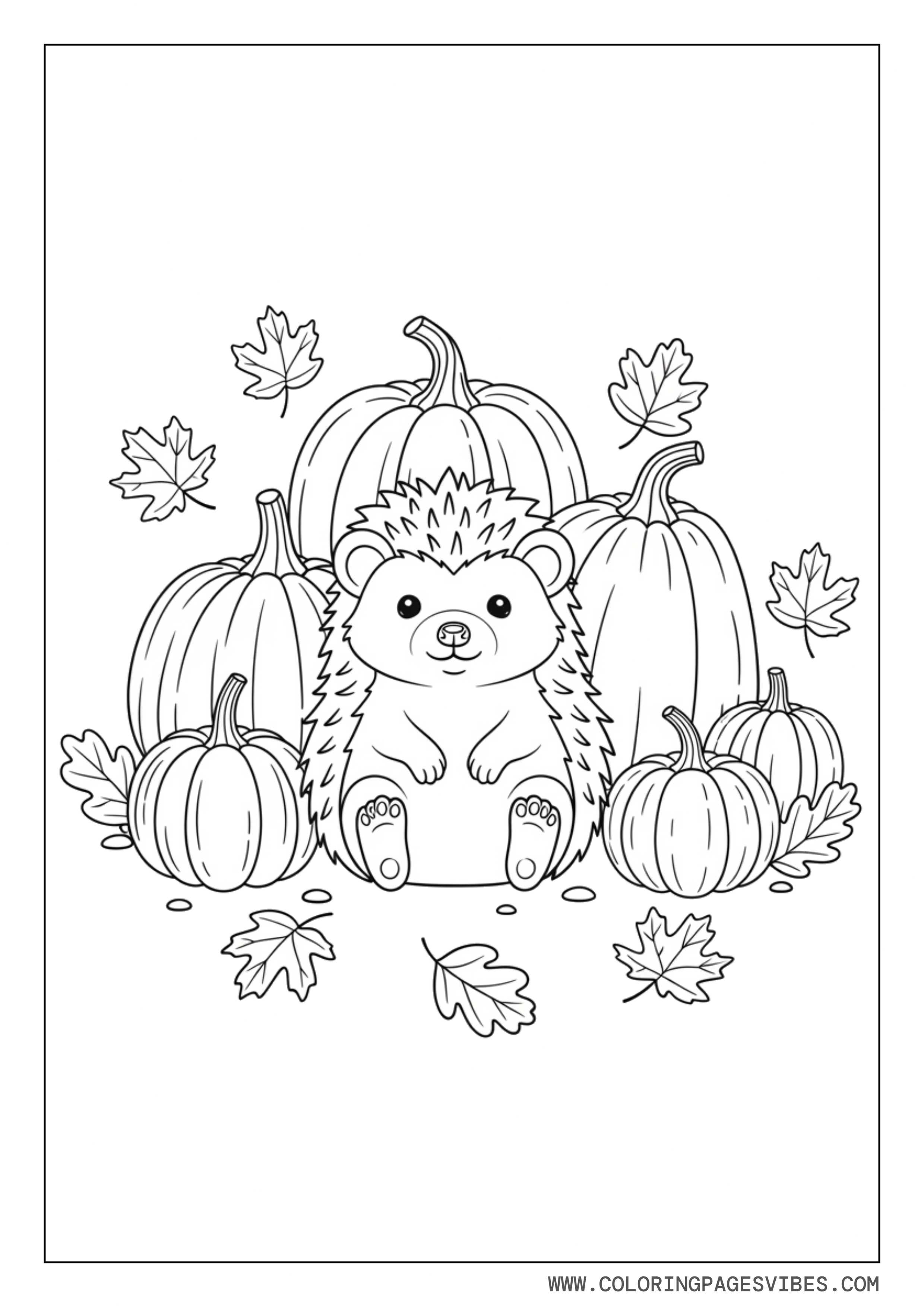 Hedgehog in Pumpkin Patch