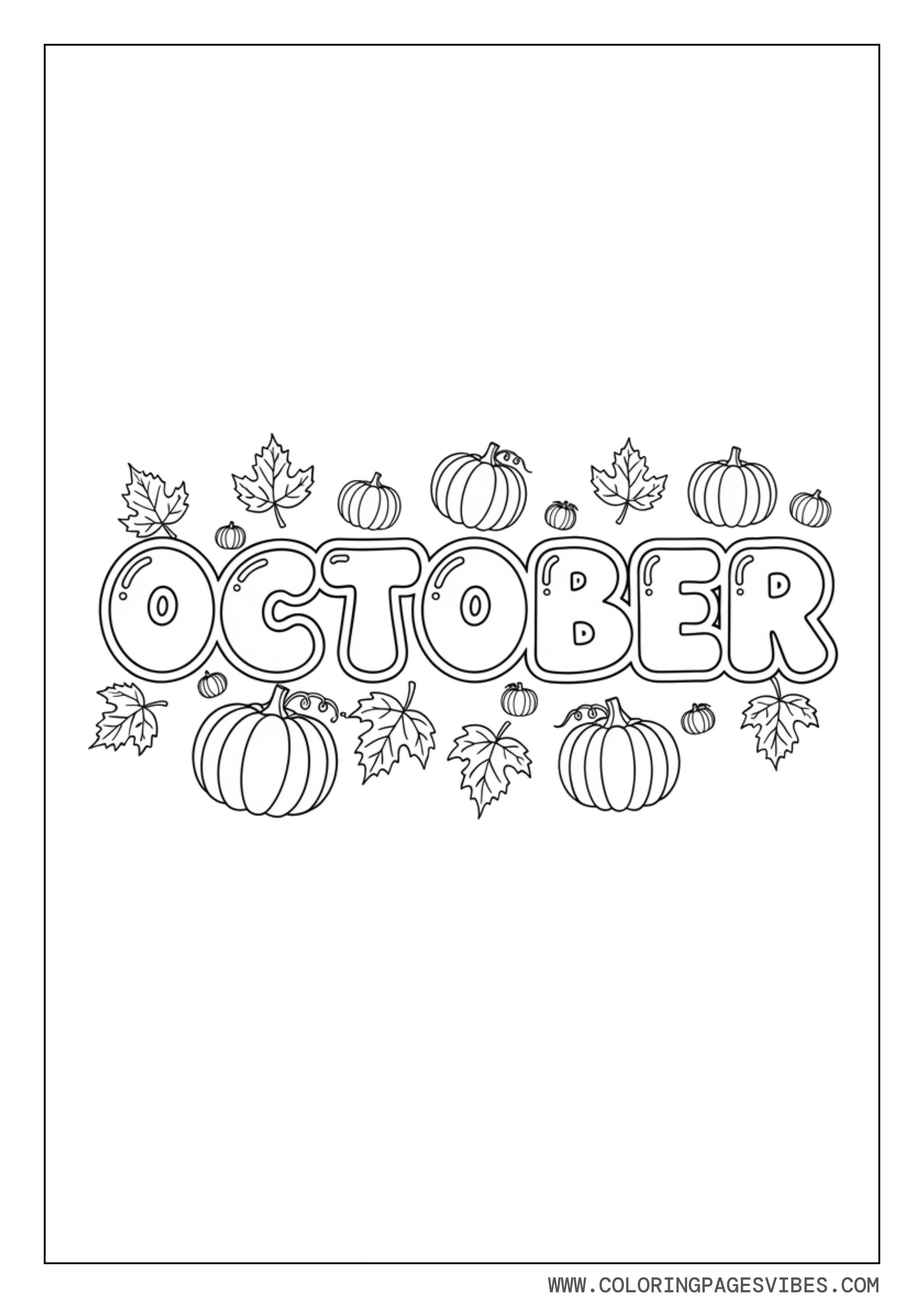 OCTOBER Word With Pumpkins