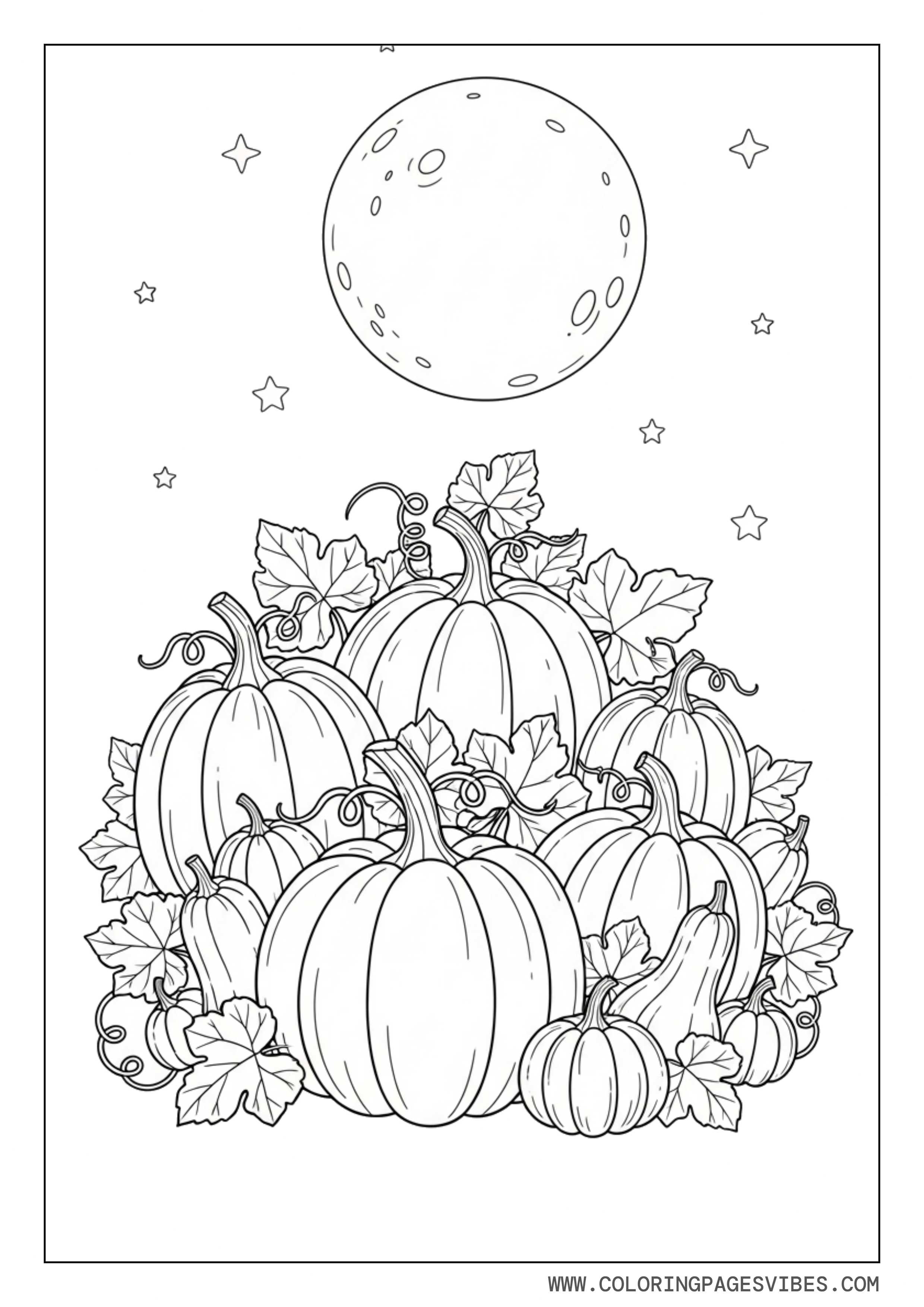 Pumpkin Patch With Moon