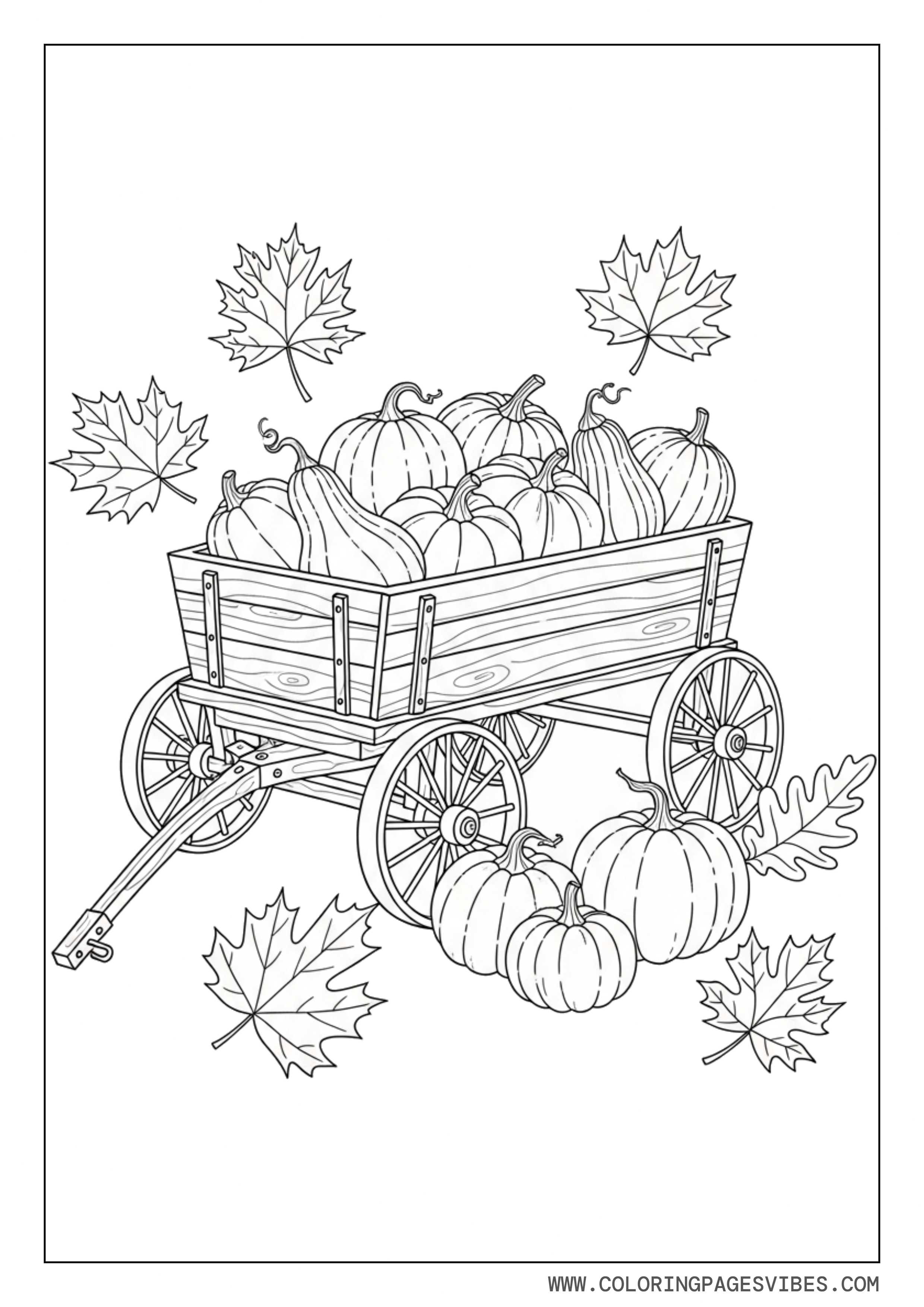 Pumpkin Wagon With Leaves