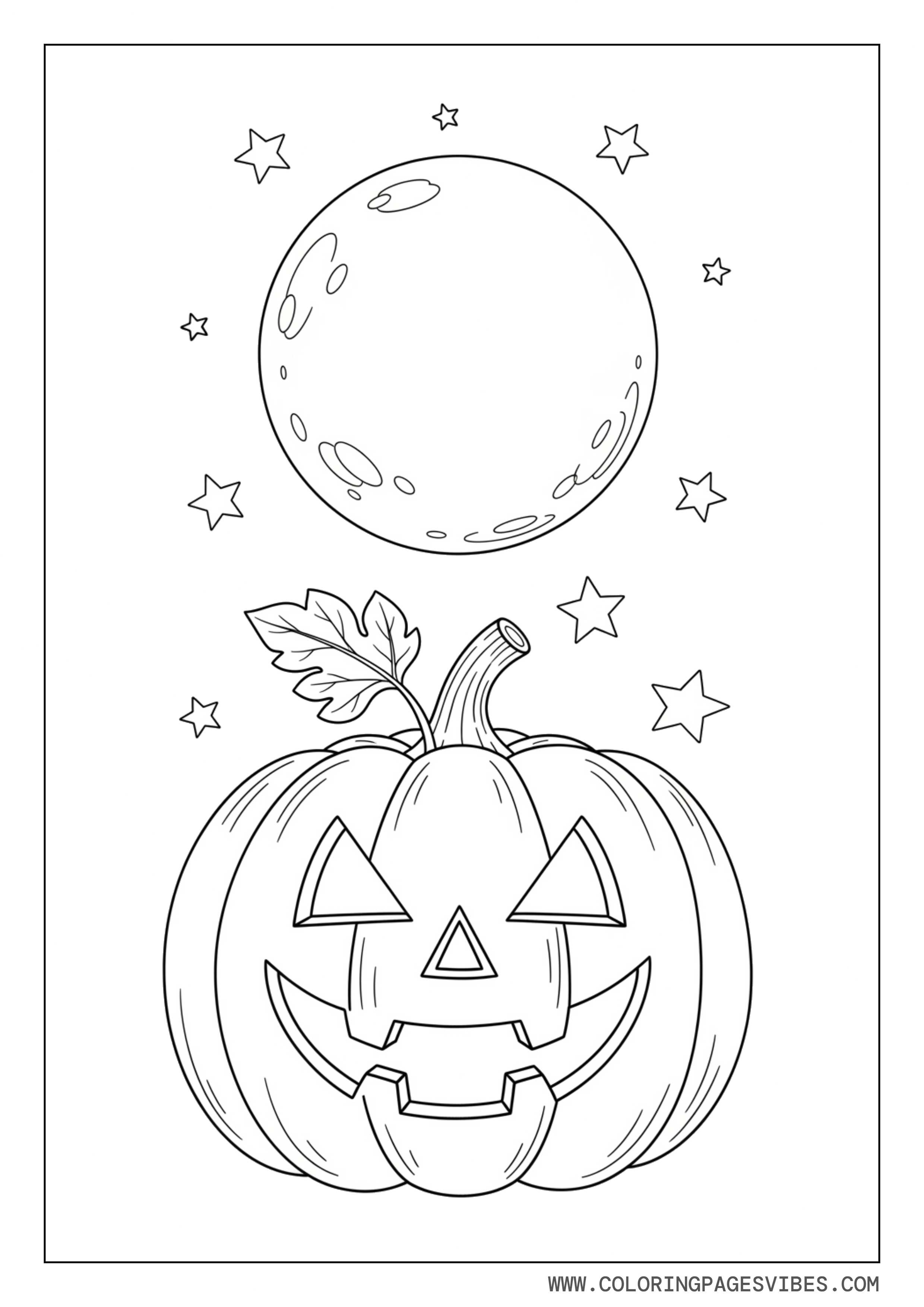 Pumpkin With Moon and Stars