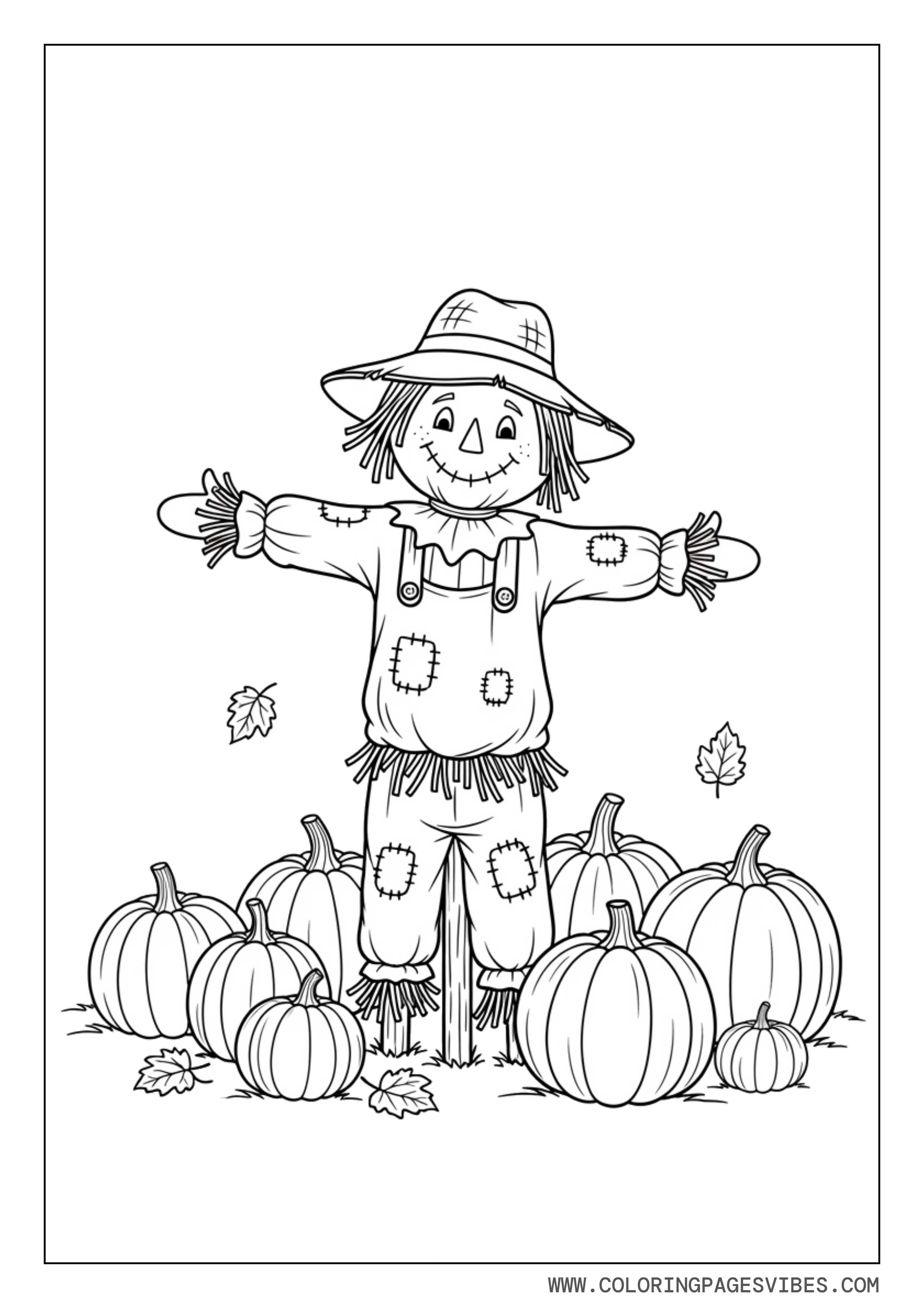 Scarecrow in Pumpkin Field