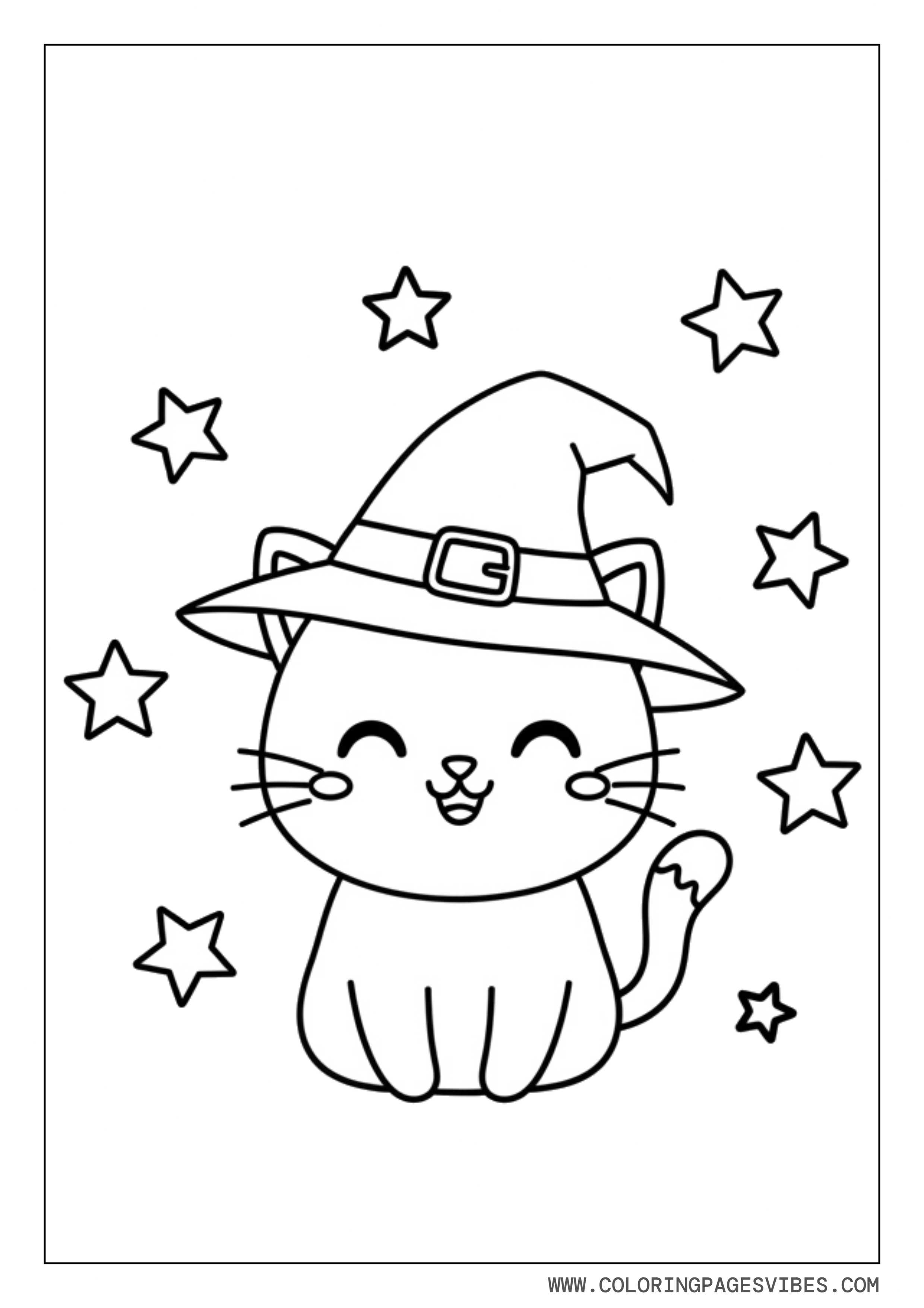 Witch Cat With Stars