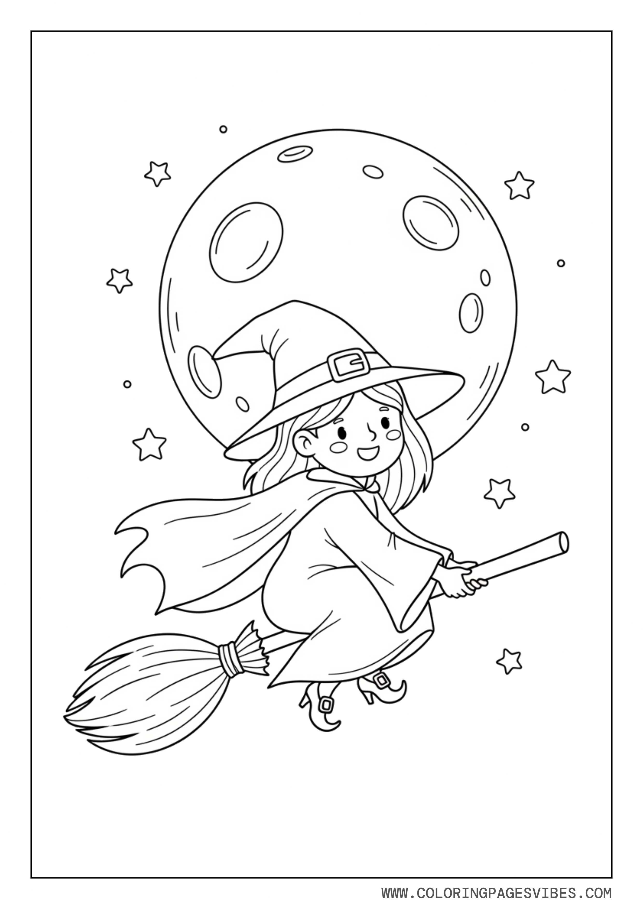 Witch Flying on Broom