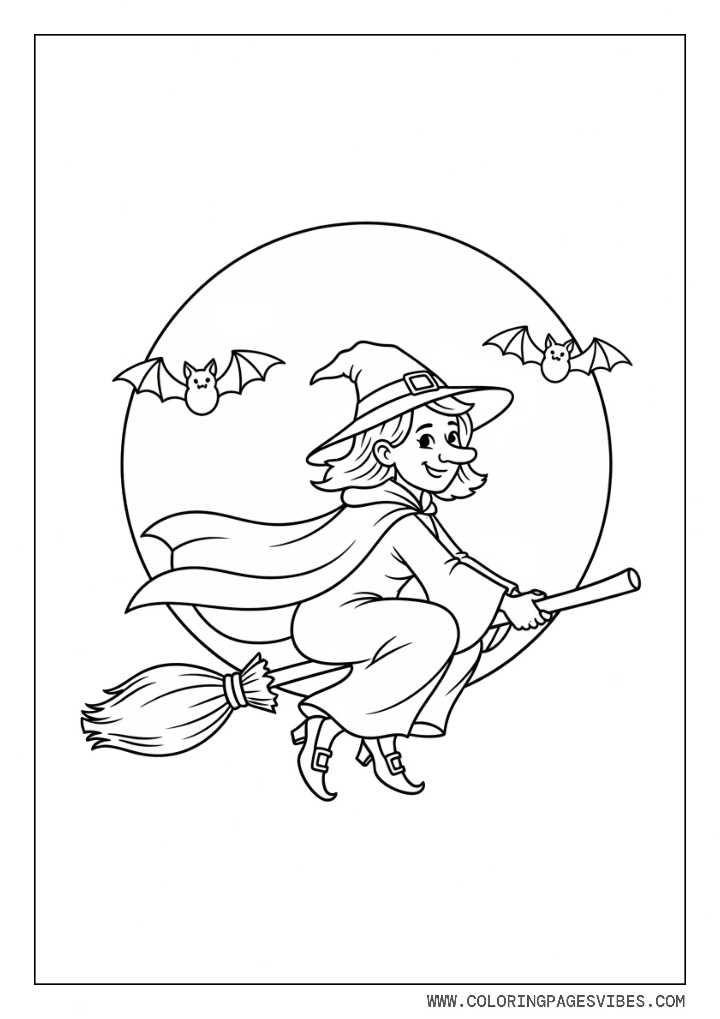 Witch Flying With Bats