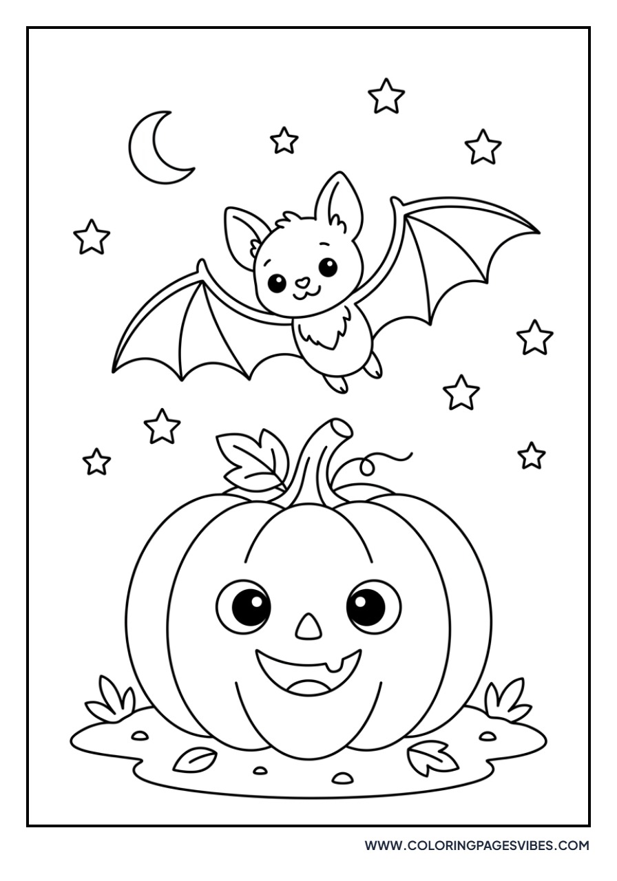 Bat Flying Over Pumpkin