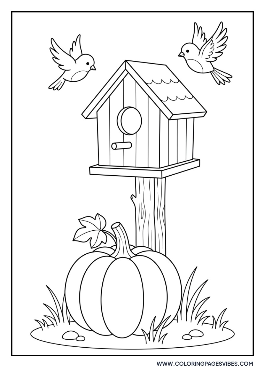 Pumpkin and Birdhouse