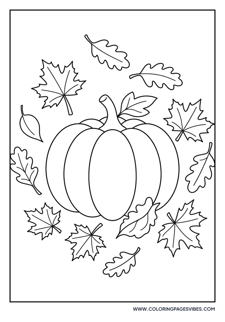 Pumpkin with Autumn Leaves