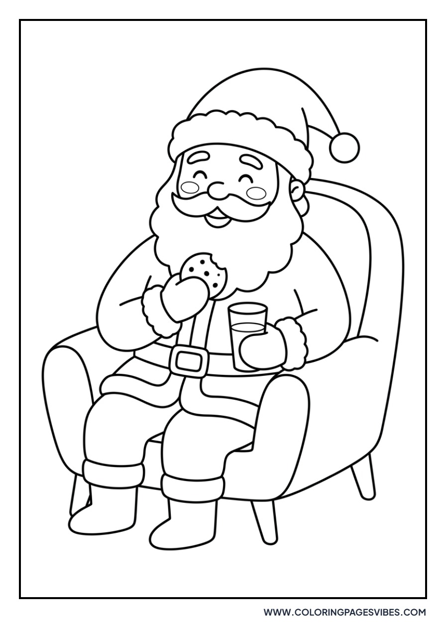 Santa Eating Milk and Cookies