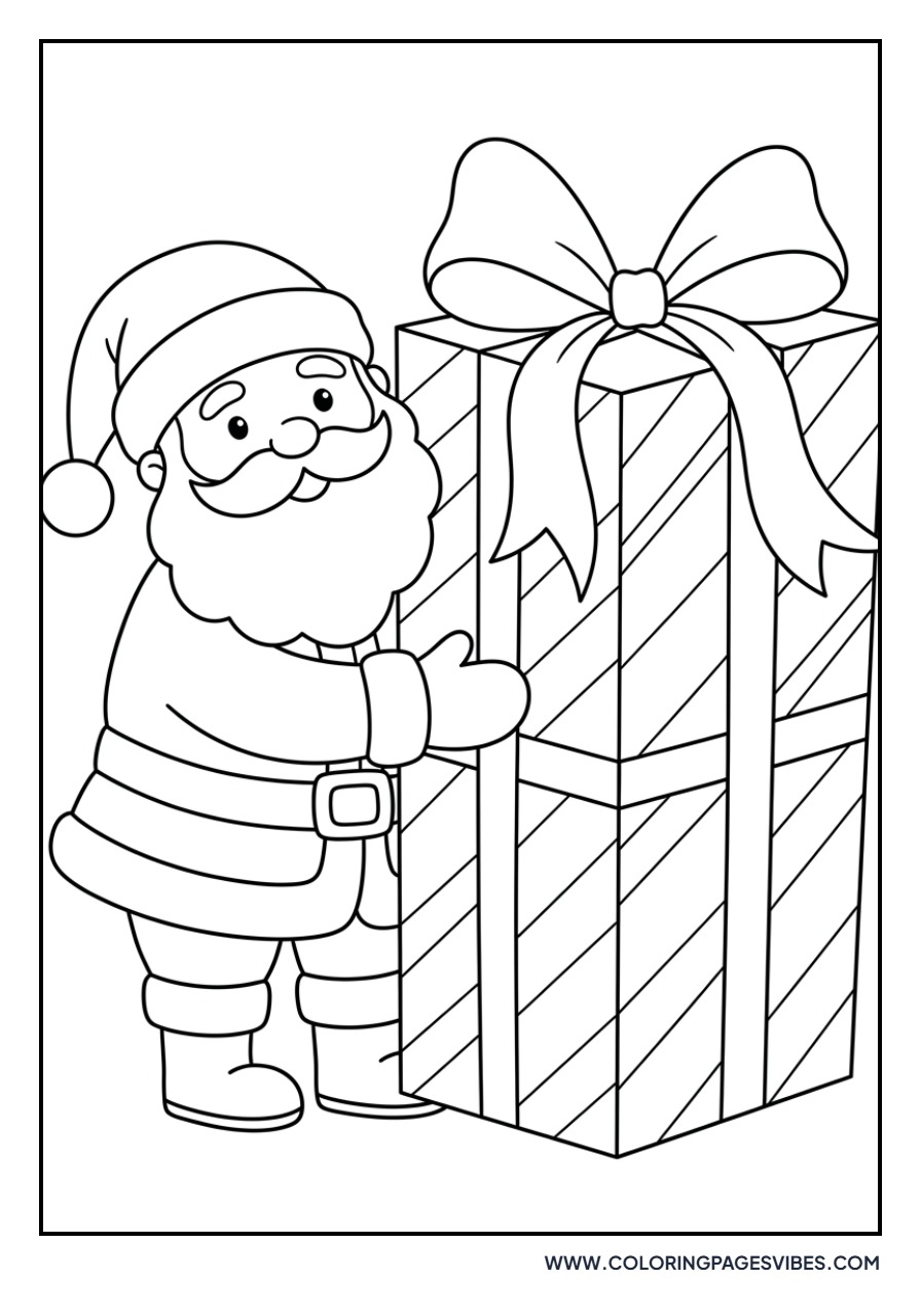 Santa Holding a Big Gift