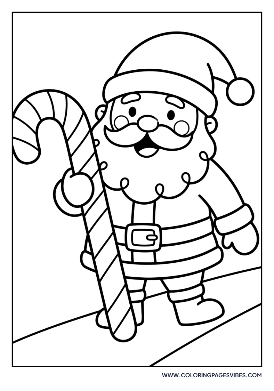 Santa Holding a Candy Cane