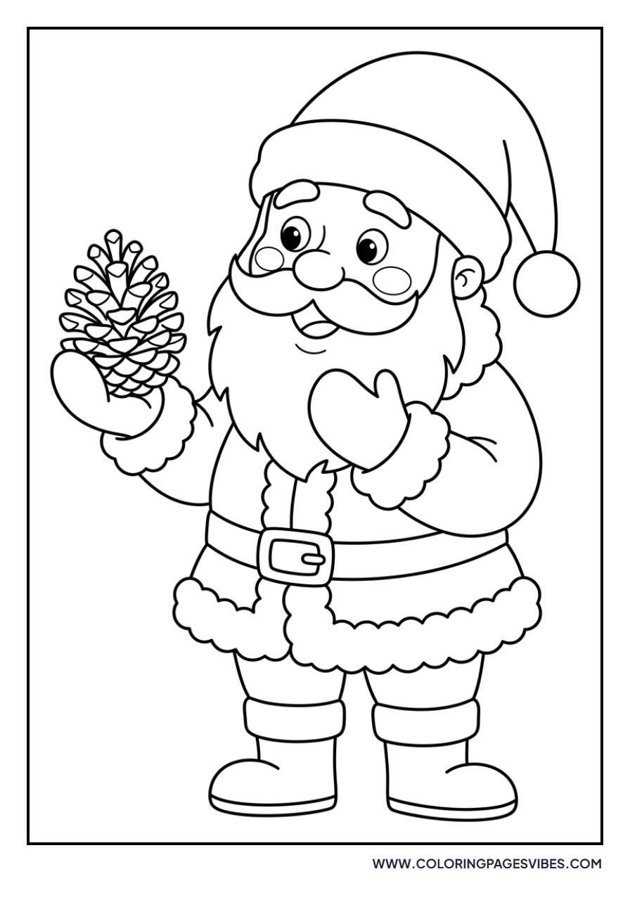 Santa Holding a Pinecone