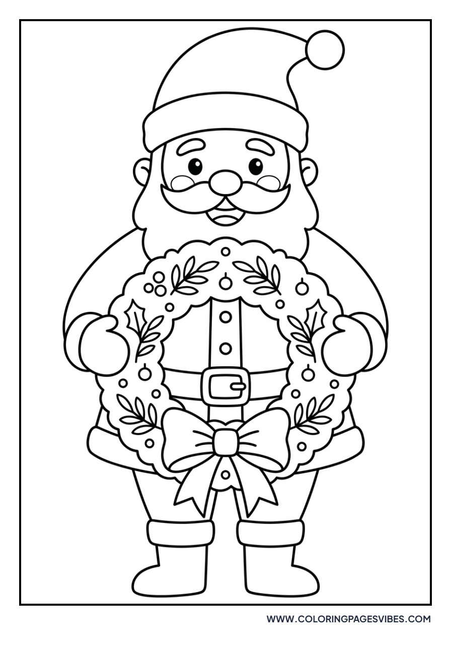 Santa Holding a Wreath