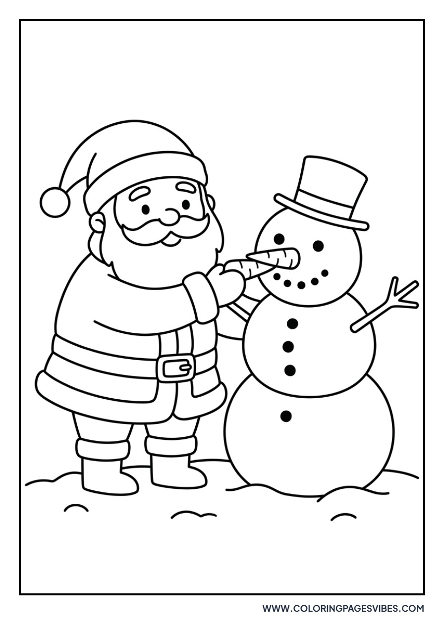 Santa Making a Snowman