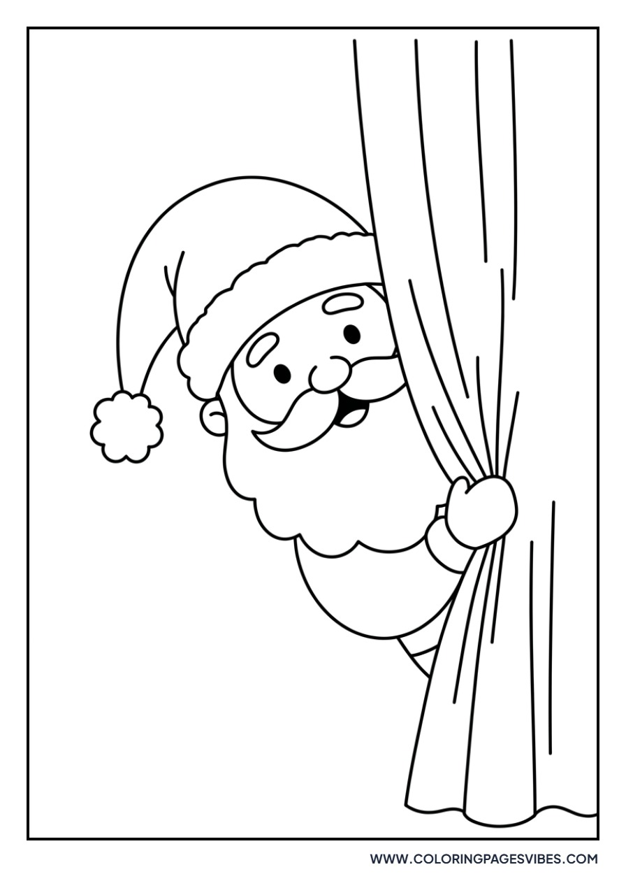 Santa Peeking from Corner