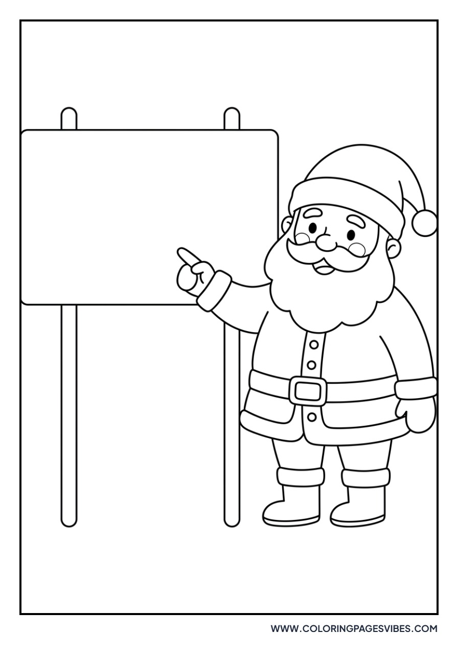 Santa Pointing at Sign