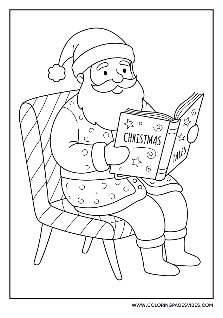 Santa Reading a Book