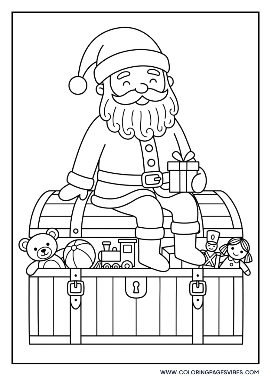 Santa Sitting on a Toy Box