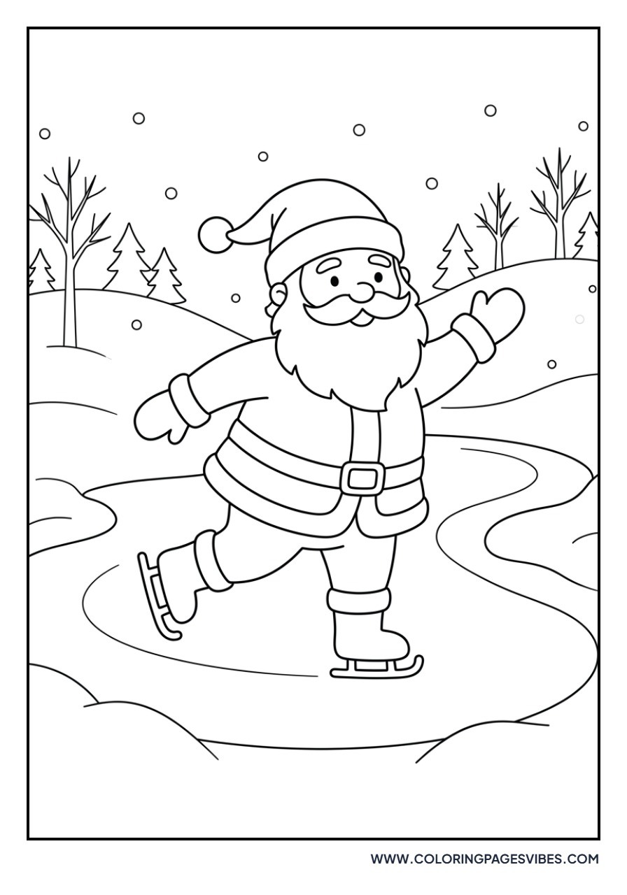Santa Skating on a Pond