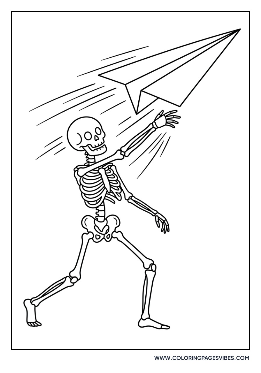Skeleton Flying a Paper Plane