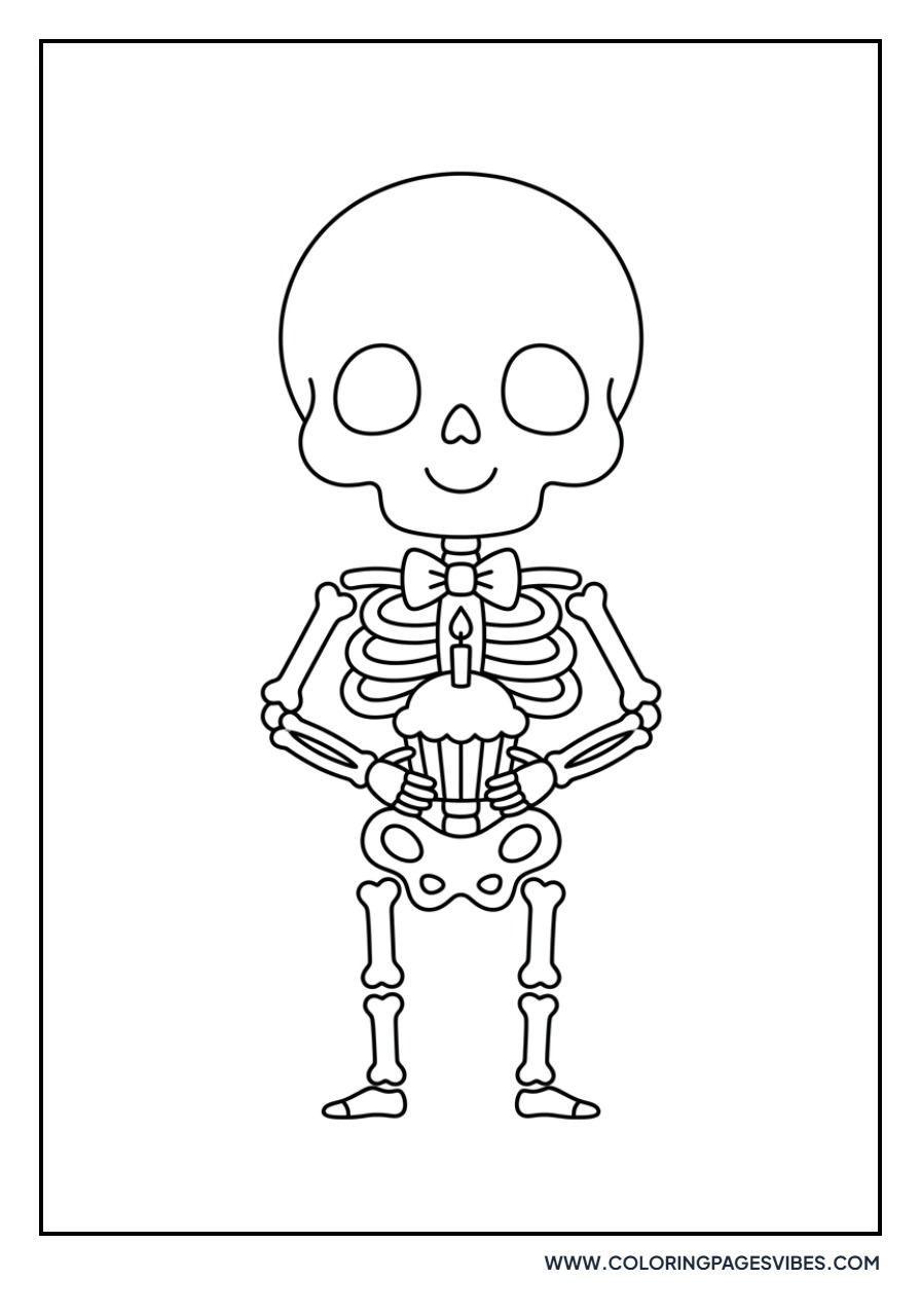 Skeleton Holding a Cupcake