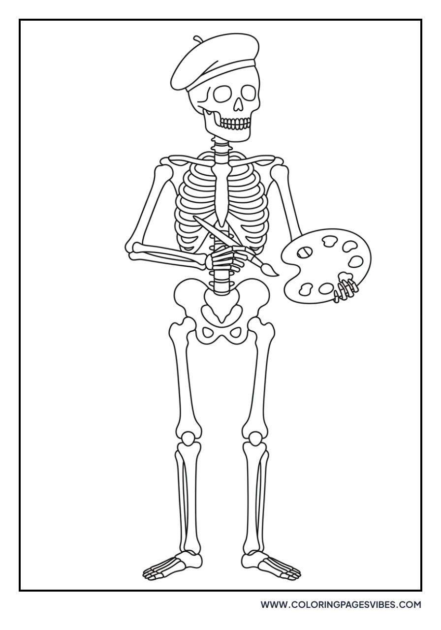Skeleton Painting a Canvas