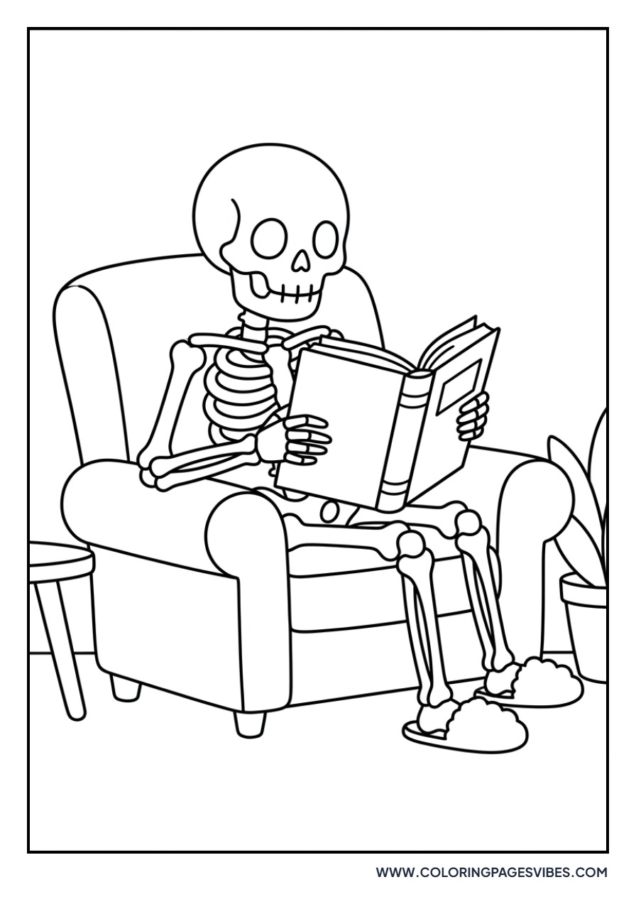 Skeleton Reading a Book