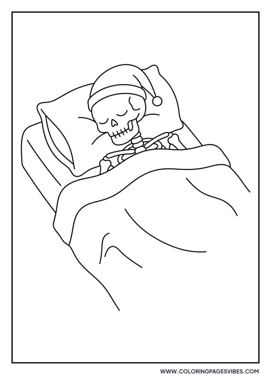 Skeleton Sleepy in Bed