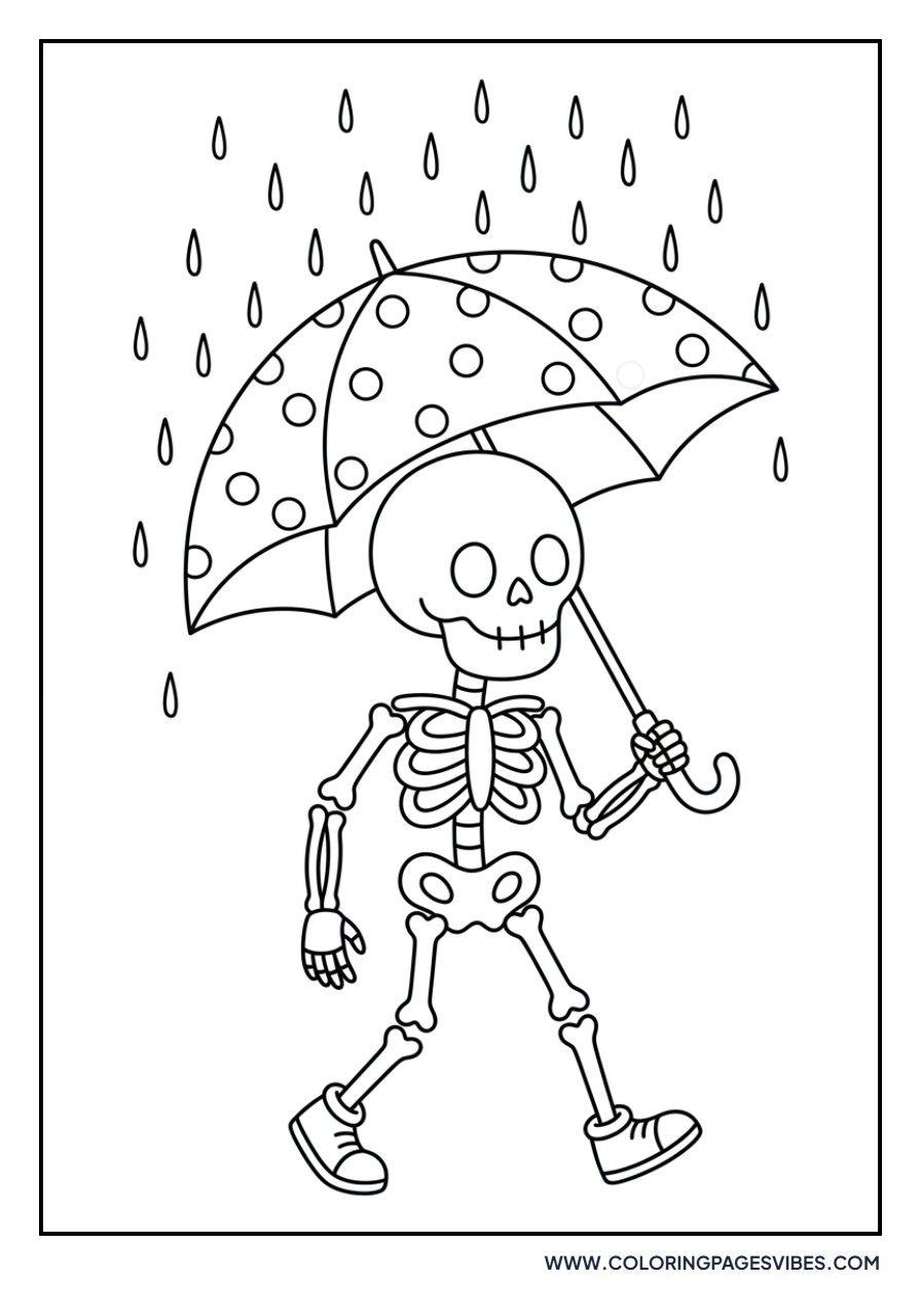 Skeleton Under an Umbrella