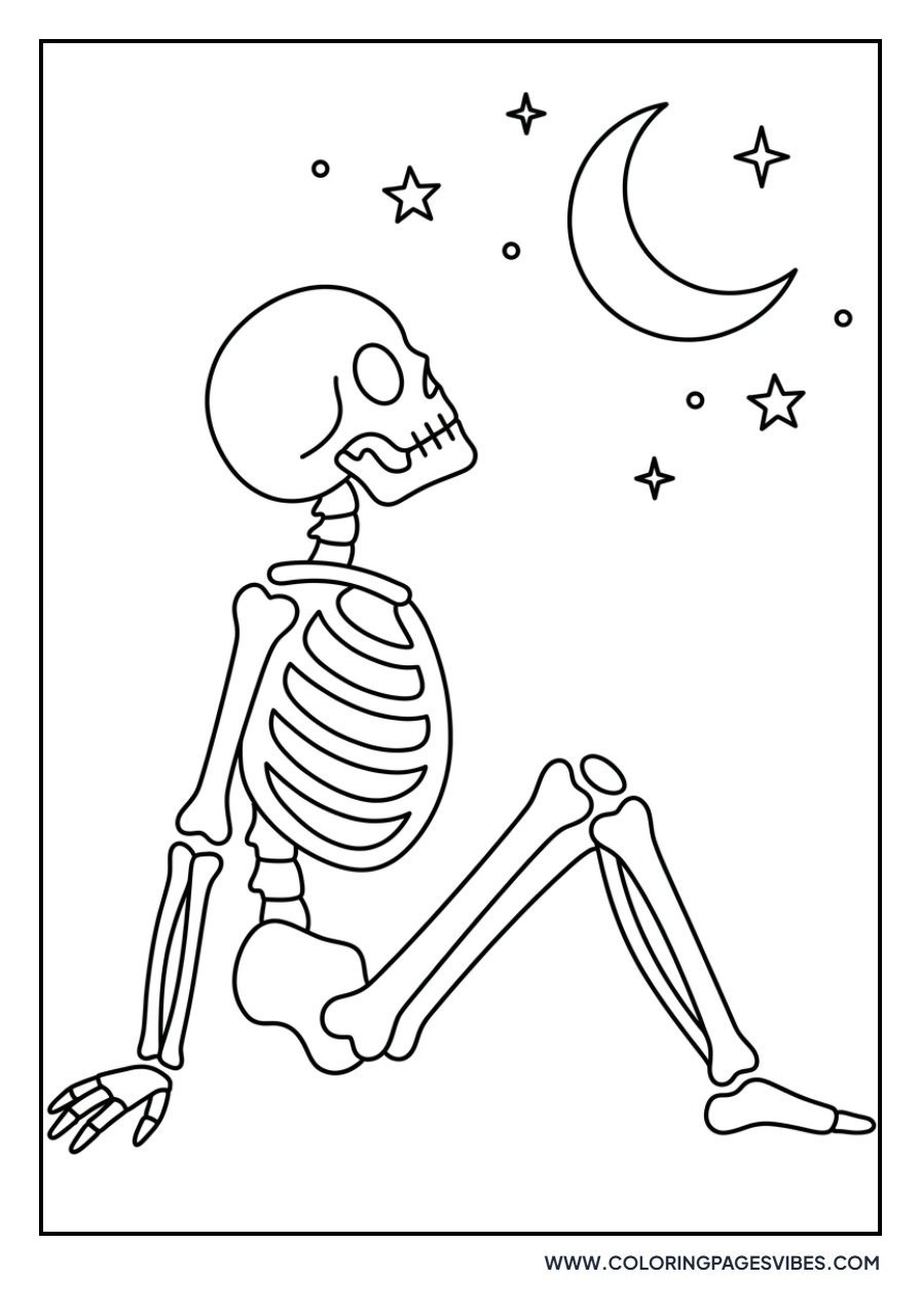 Skeleton under Starry Night