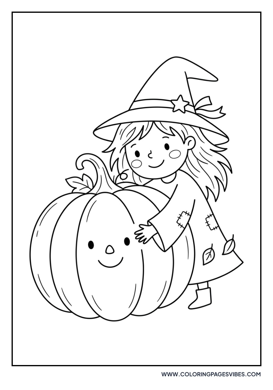 Witch Hugging a Pumpkin