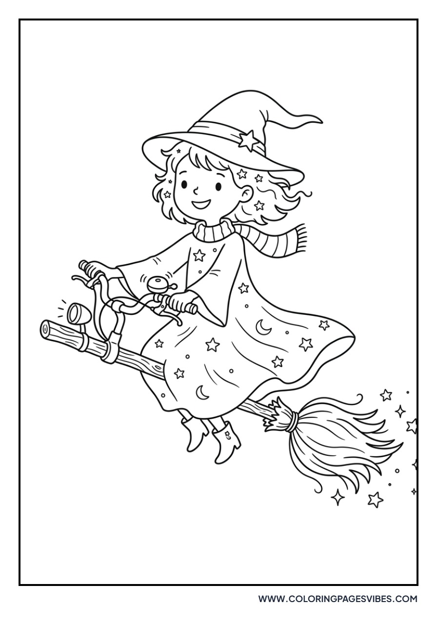 Witch on a Bicycle Broom