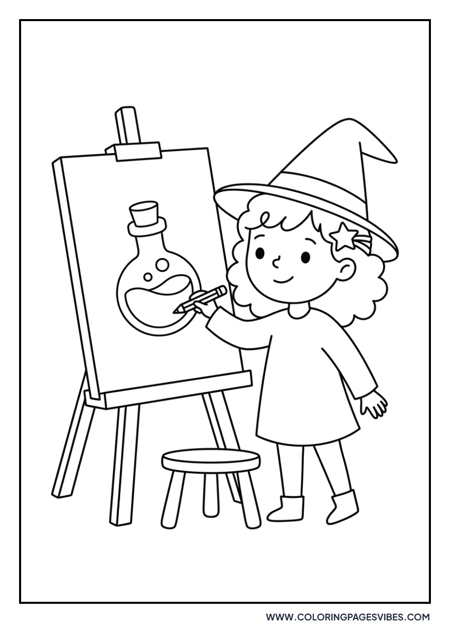 Witch Painting a Potion